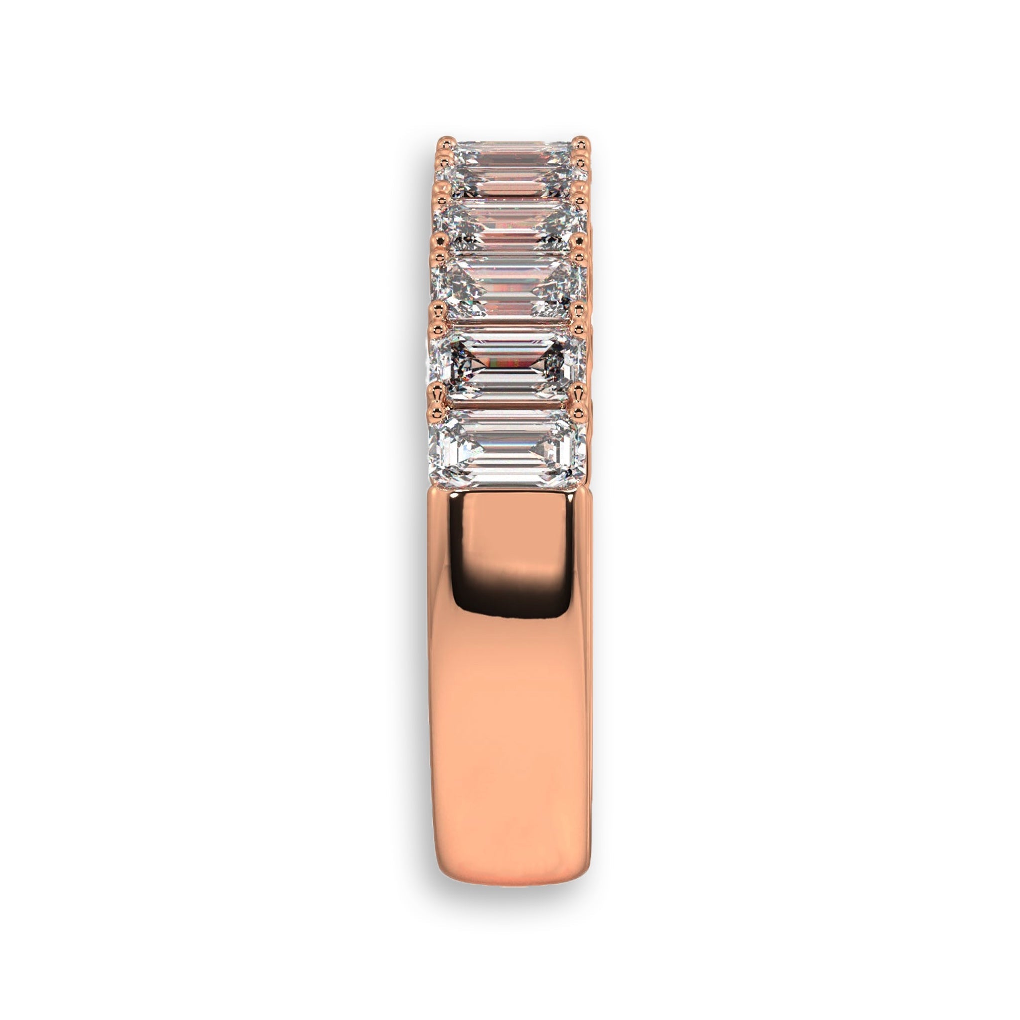 Emerald Cut Half Eternity Diamond Wedding Band - Carat Elara