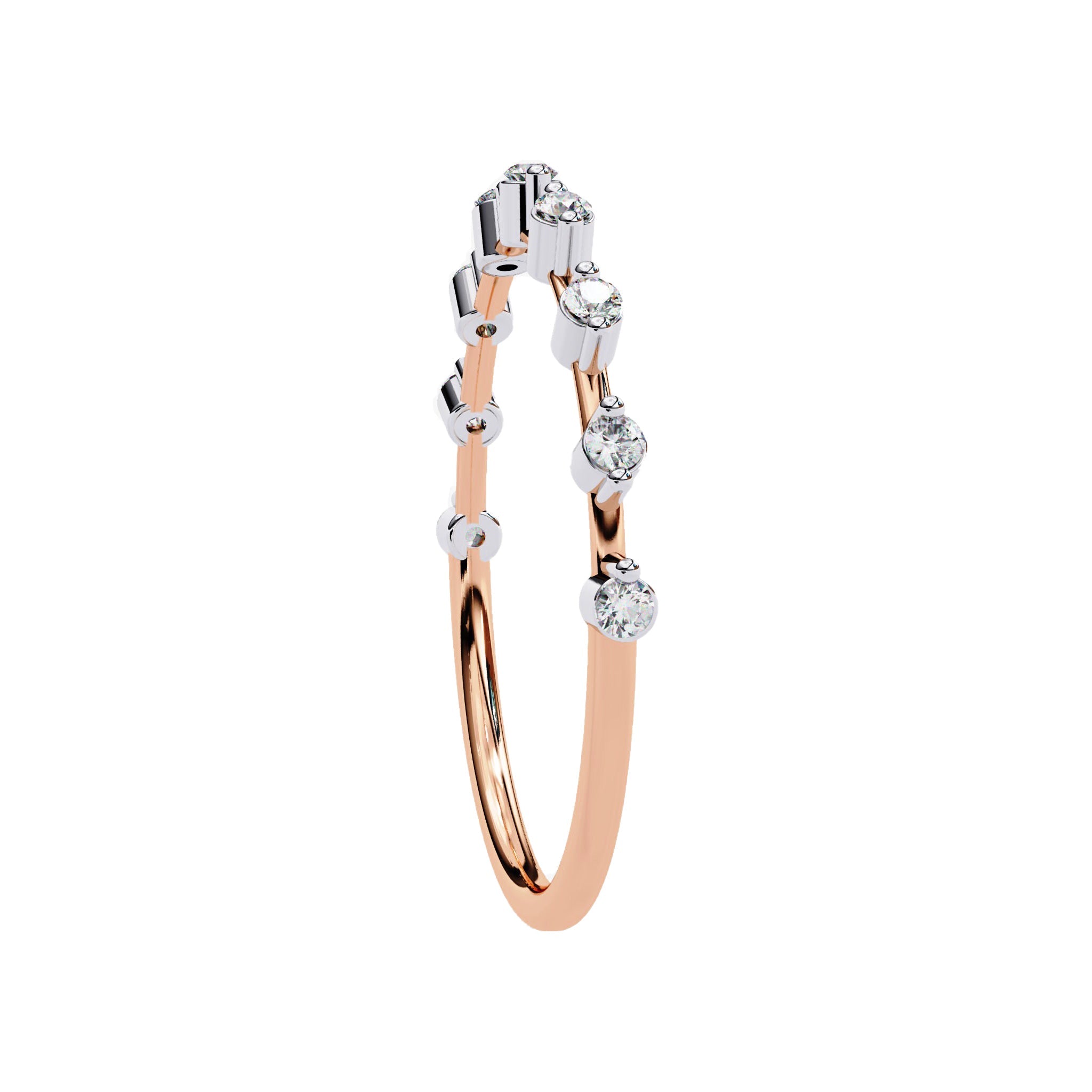 Petite Round Distance Diamond Wedding ring - Carat Elara