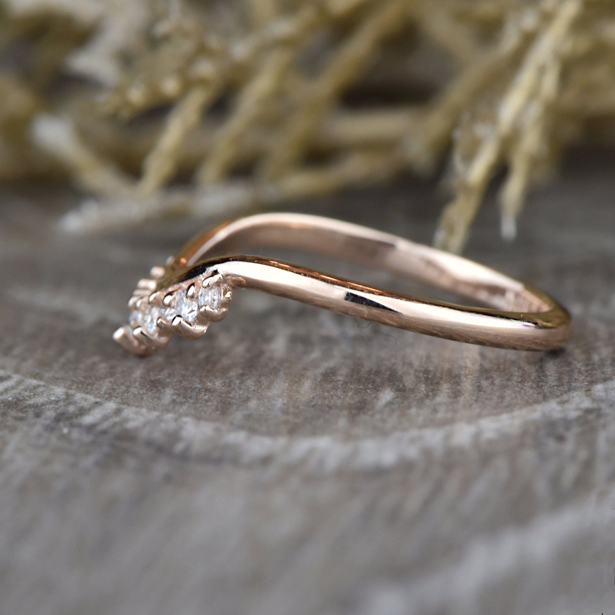 Round Diamond Tiara Curved Wedding Ring - Carat Elara