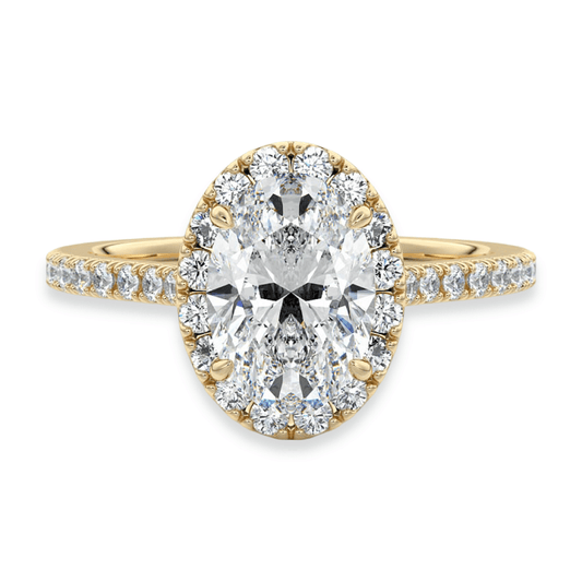 Unique Oval Cut Halo Engagement Ring - Carat Elara