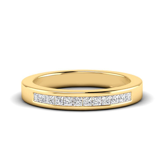 Channel Set Princess Cut Unisex Wedding Ring - Carat Elara