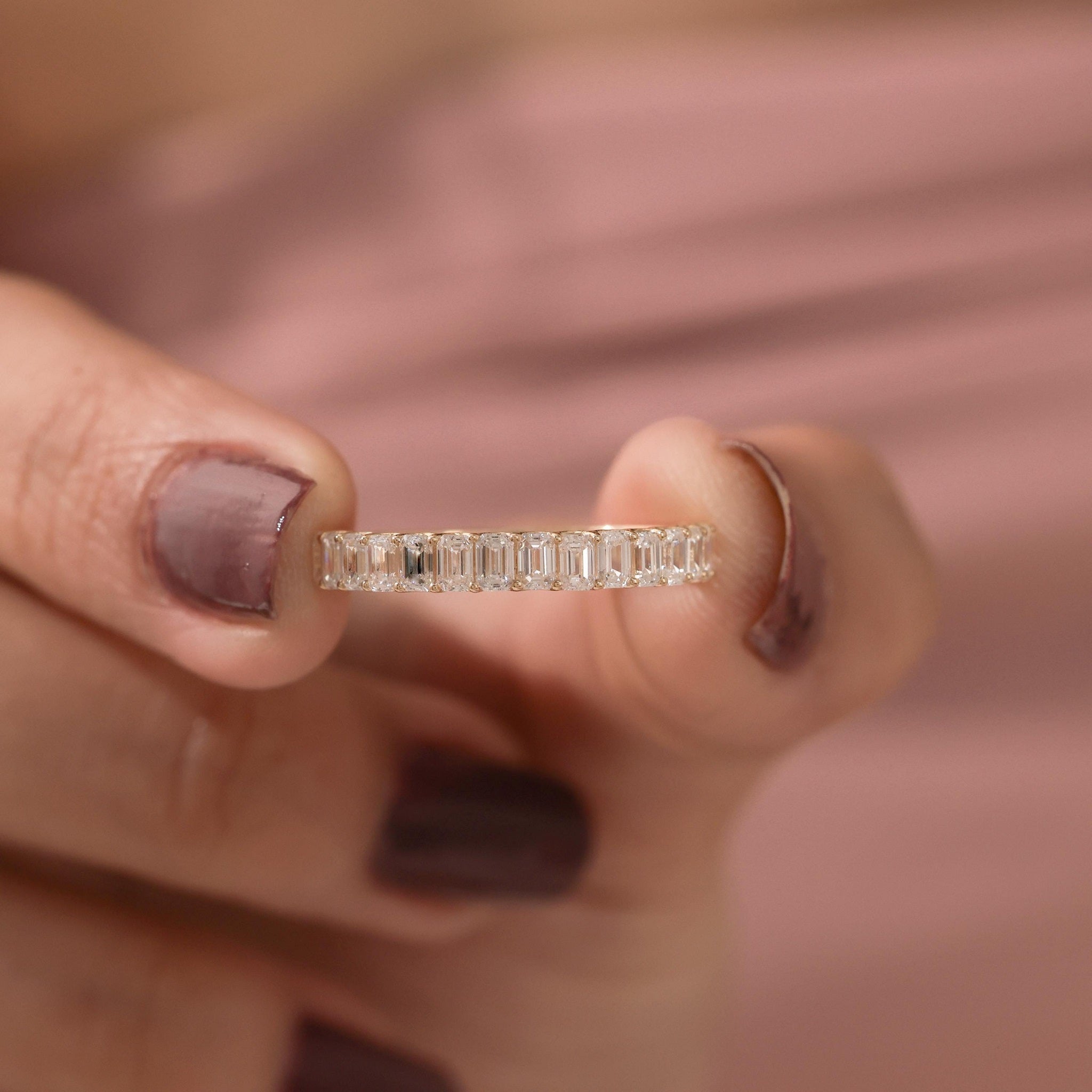 Emerald Cut Diamond Eternity Wedding Ring - Carat Elara