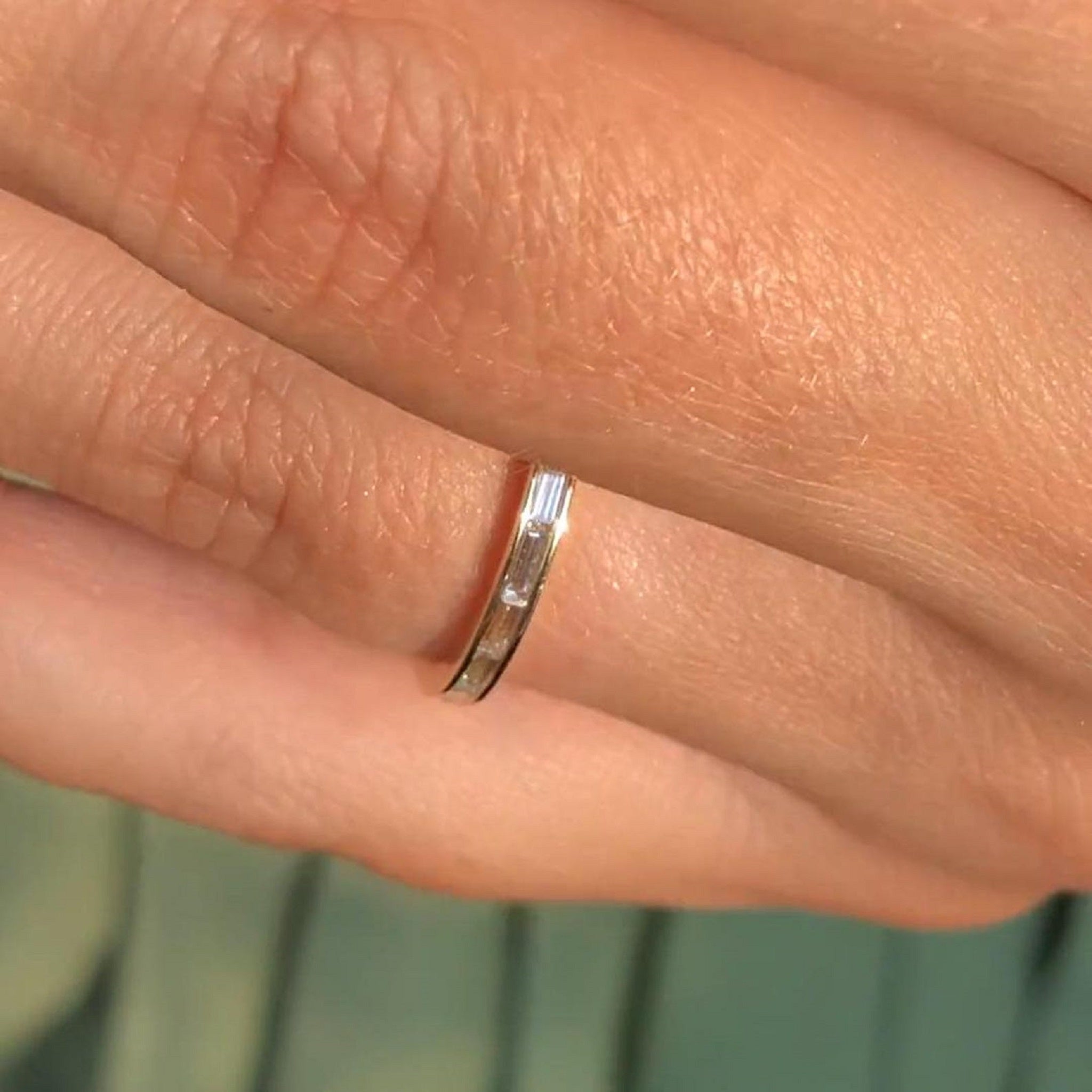 Delicate Channel Set Stackable Baguette Wedding Ring - Carat Elara