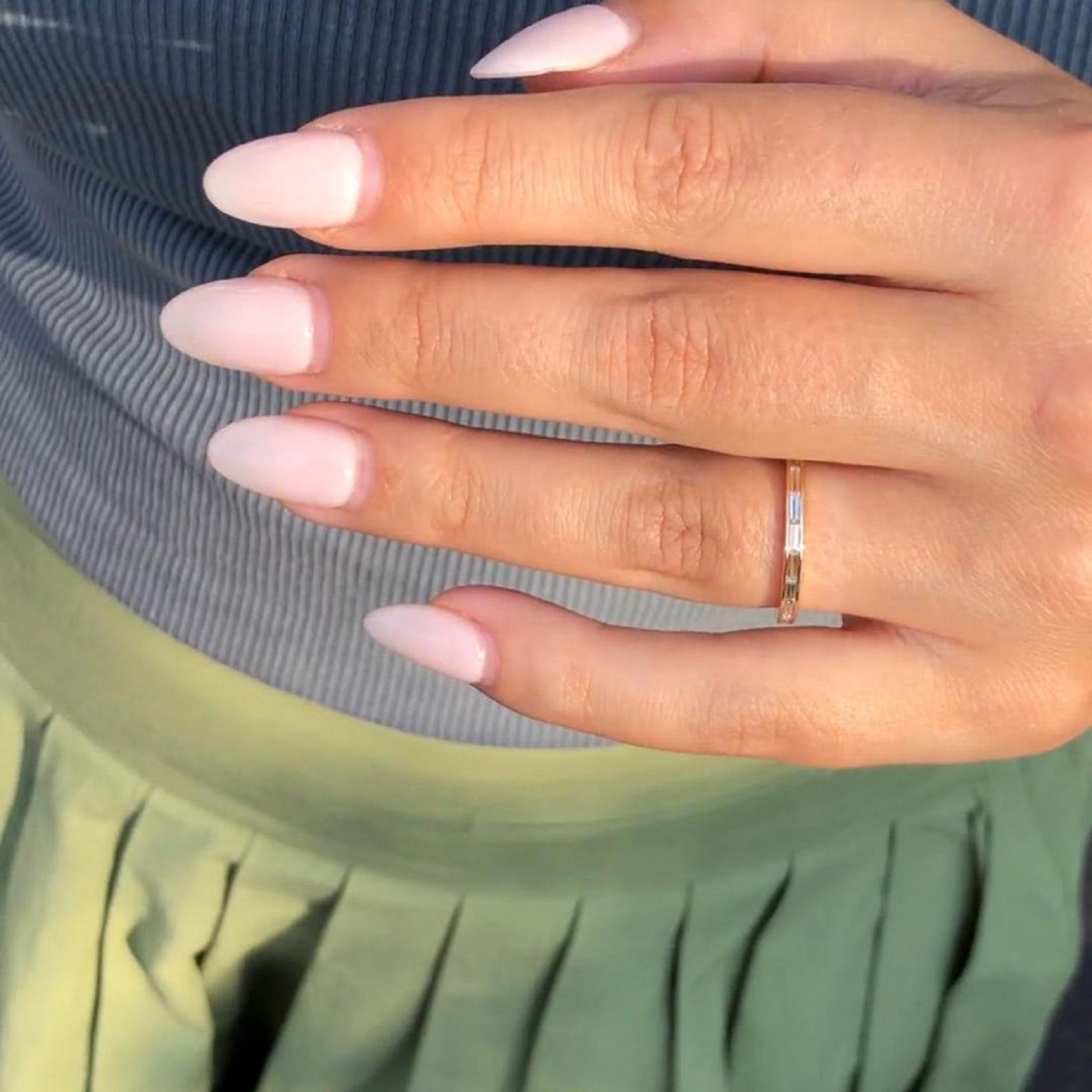 Delicate Channel Set Stackable Baguette Wedding Ring - Carat Elara