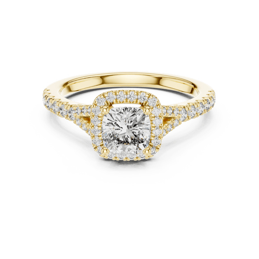 Cushion Cut Moissanite Halo Engagement Ring