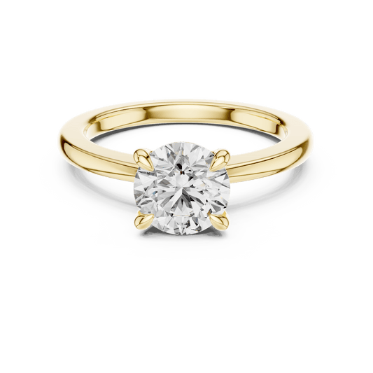 1 CT Round Moissanite Engagement Ring with Plain Band