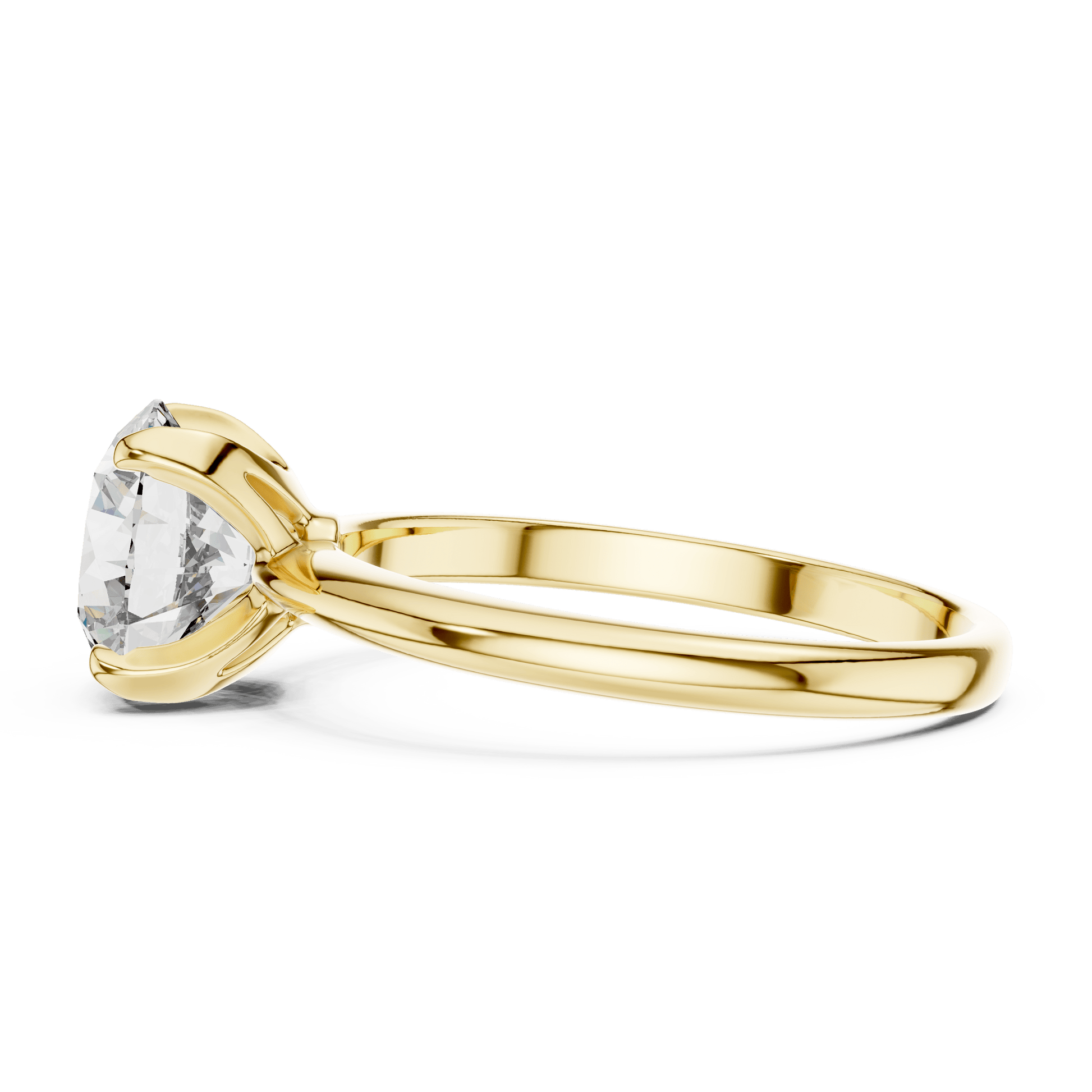 Close-up of gold ring with brilliant lab-grown diamond