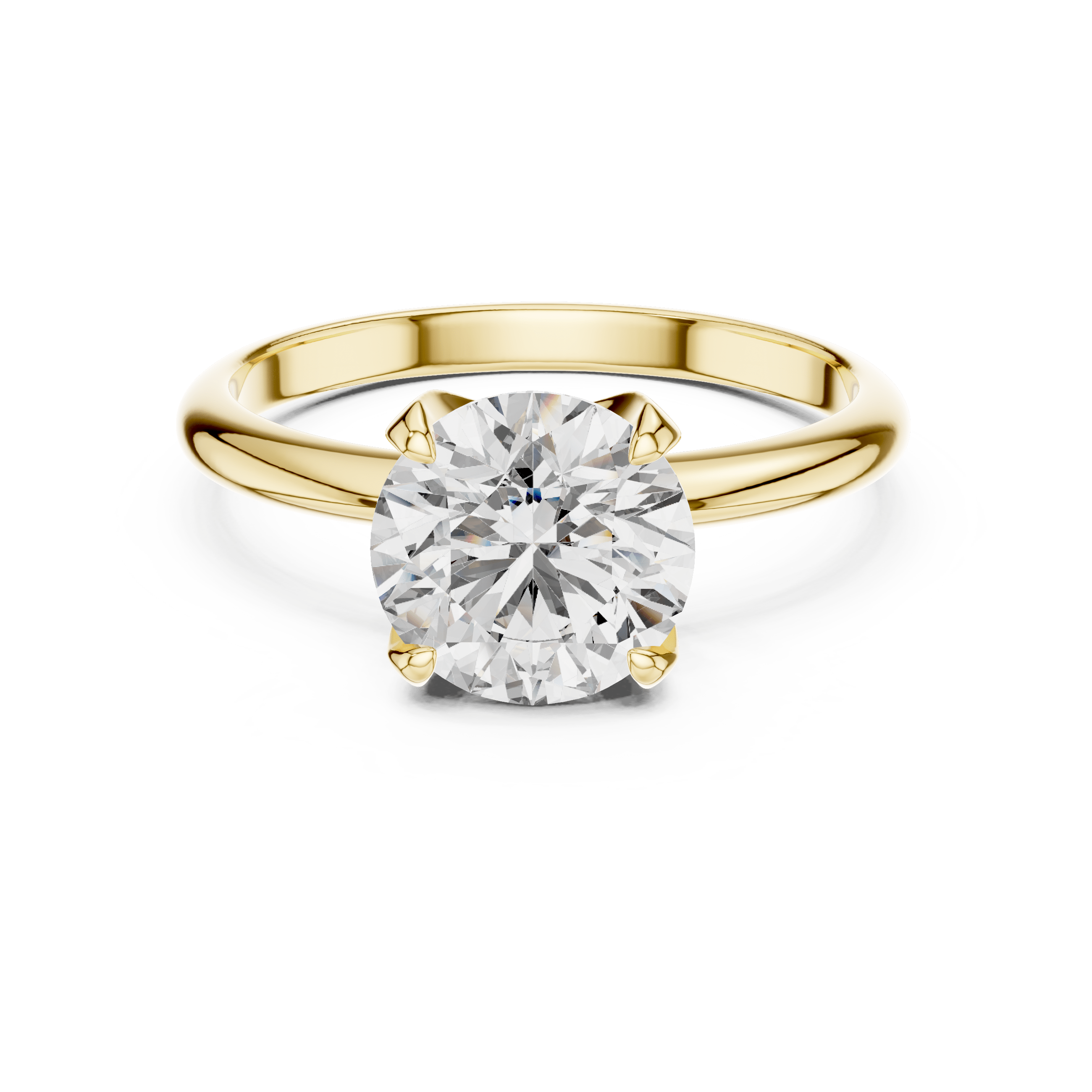 Gold engagement ring with large round lab-grown diamond