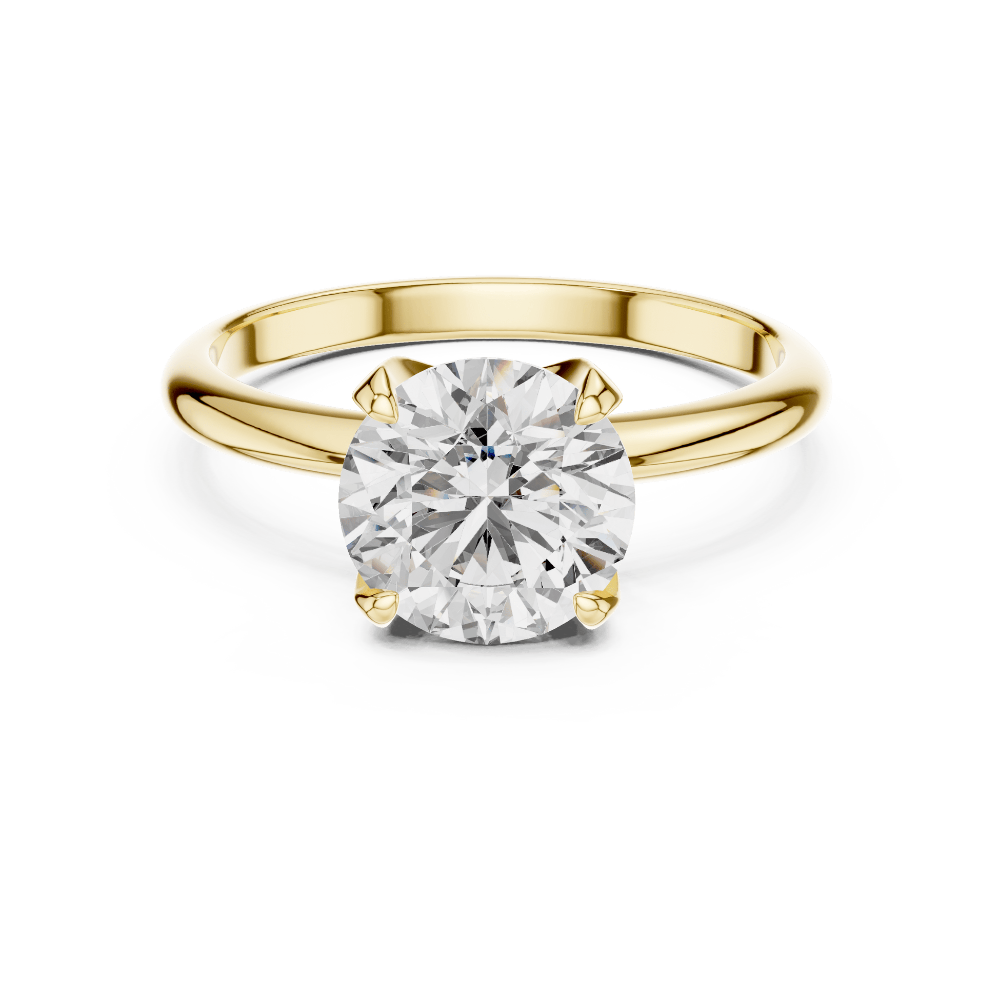 Gold engagement ring with large round lab-grown diamond