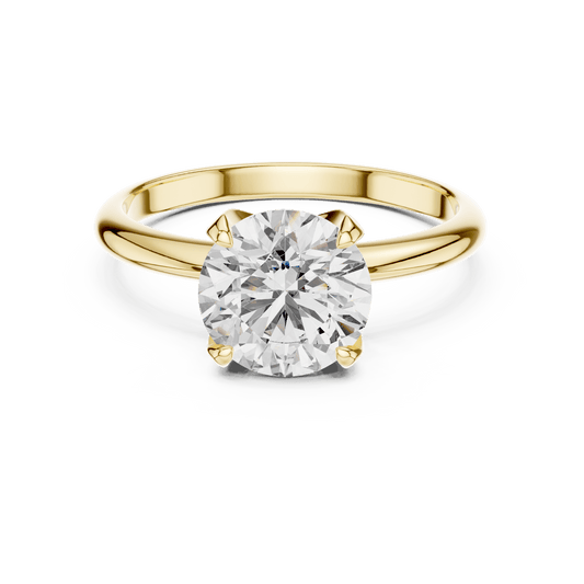 Gold engagement ring with large round lab-grown diamond