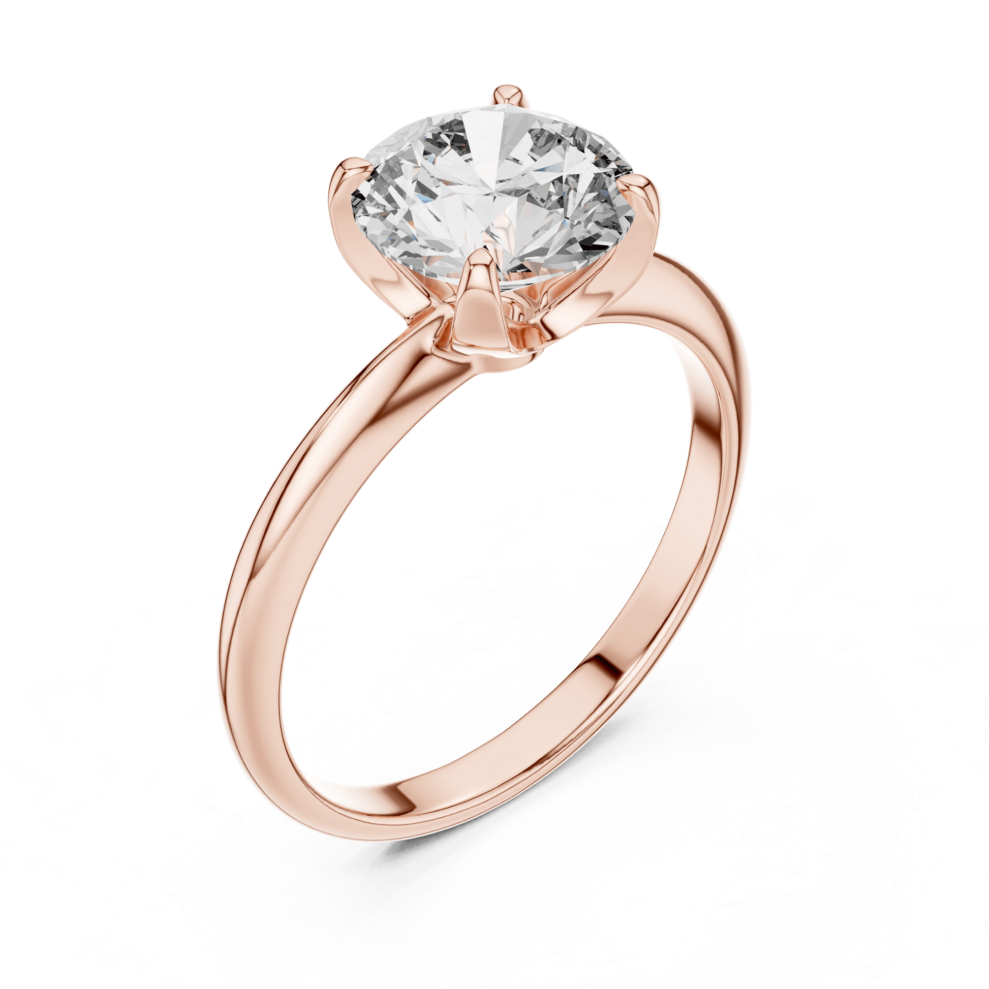 Side view of rose gold engagement ring with large diamond