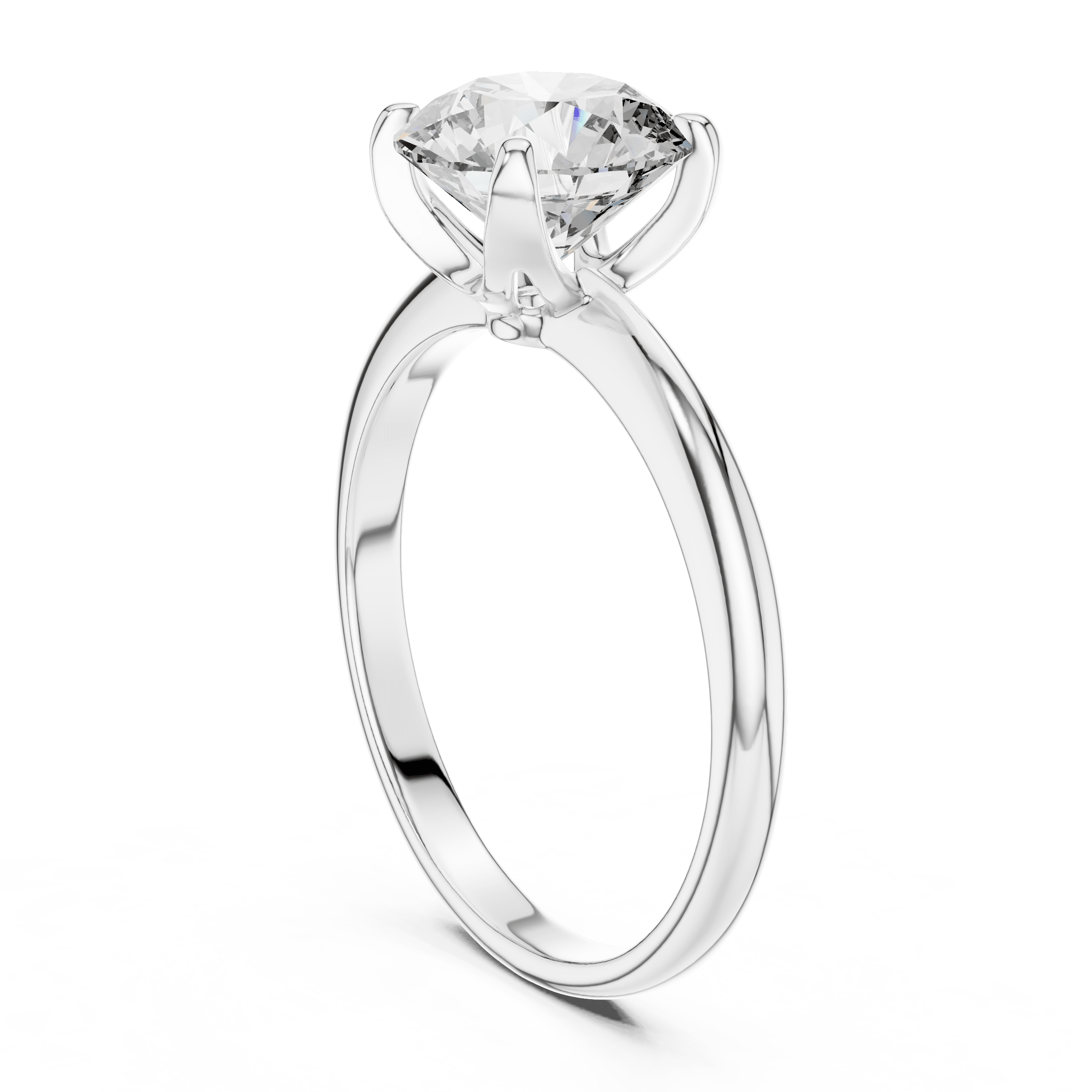 Close-up of diamond solitaire engagement ring with prong setting