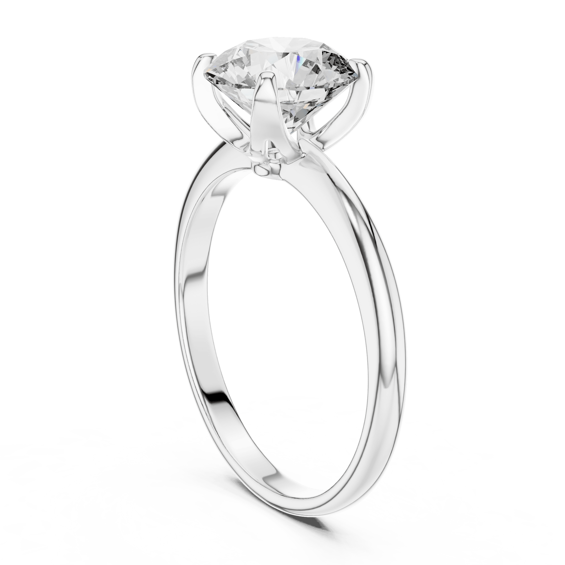 Close-up of diamond solitaire engagement ring with prong setting