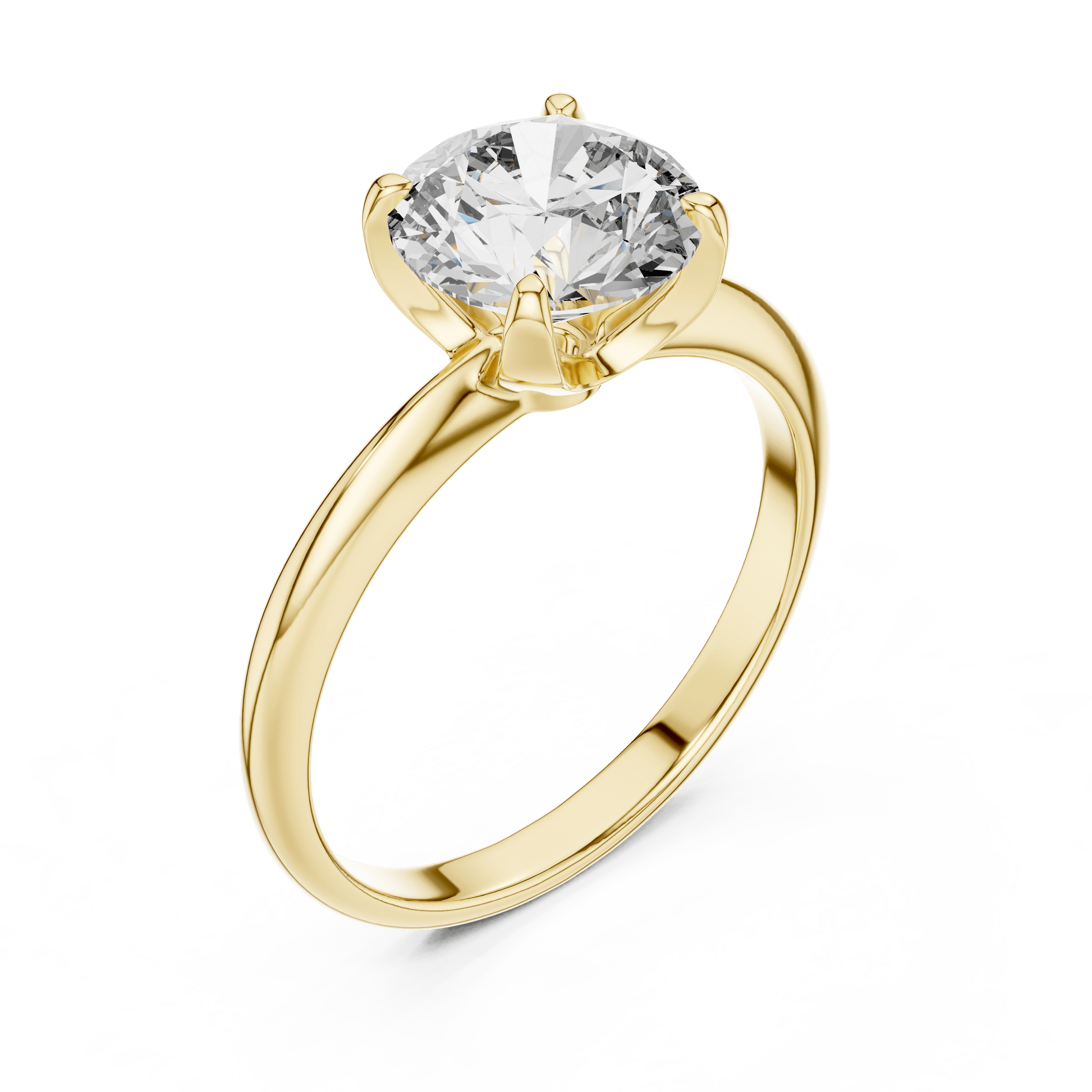Silver engagement ring with large round lab-grown diamond