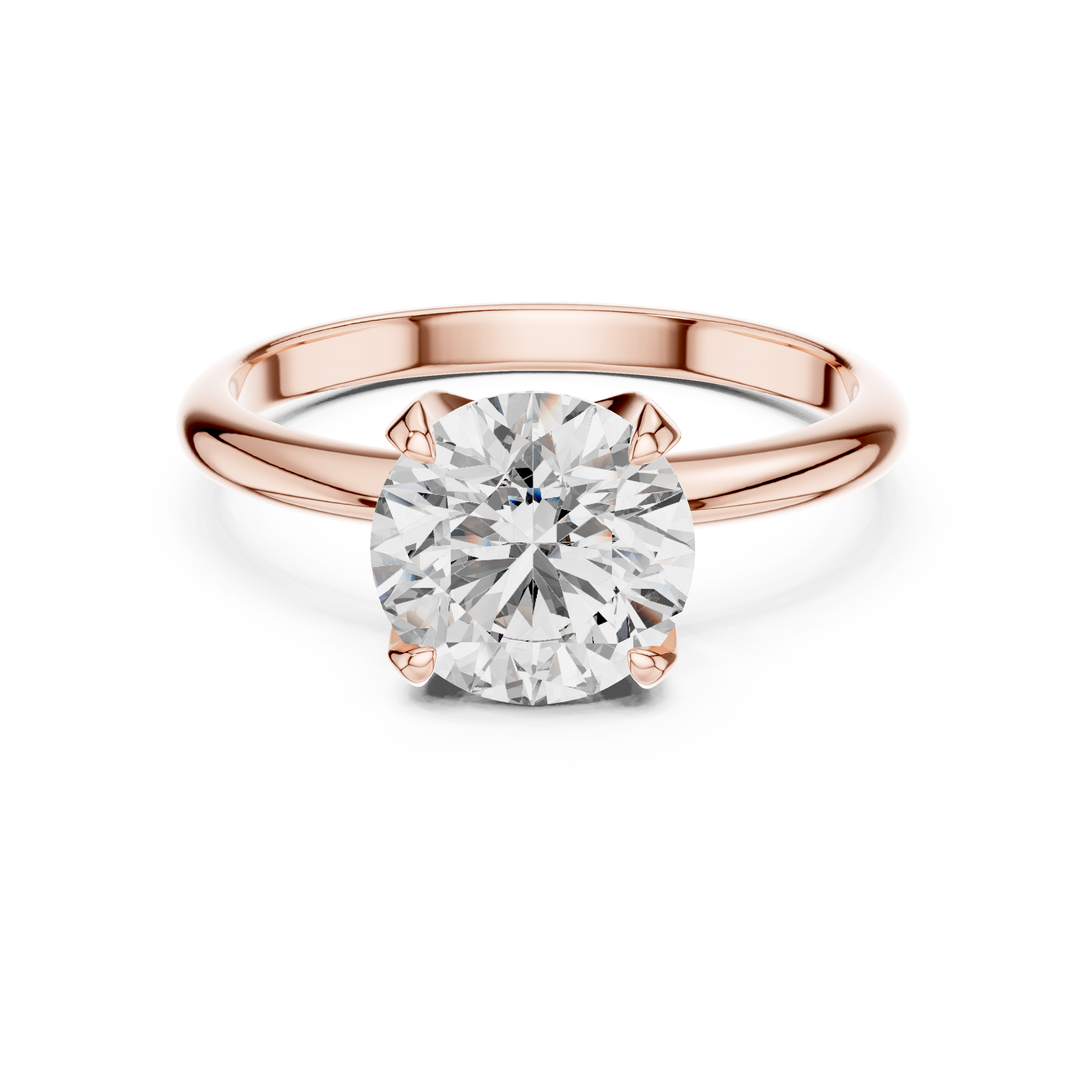 Rose gold engagement ring with large round lab-grown diamond