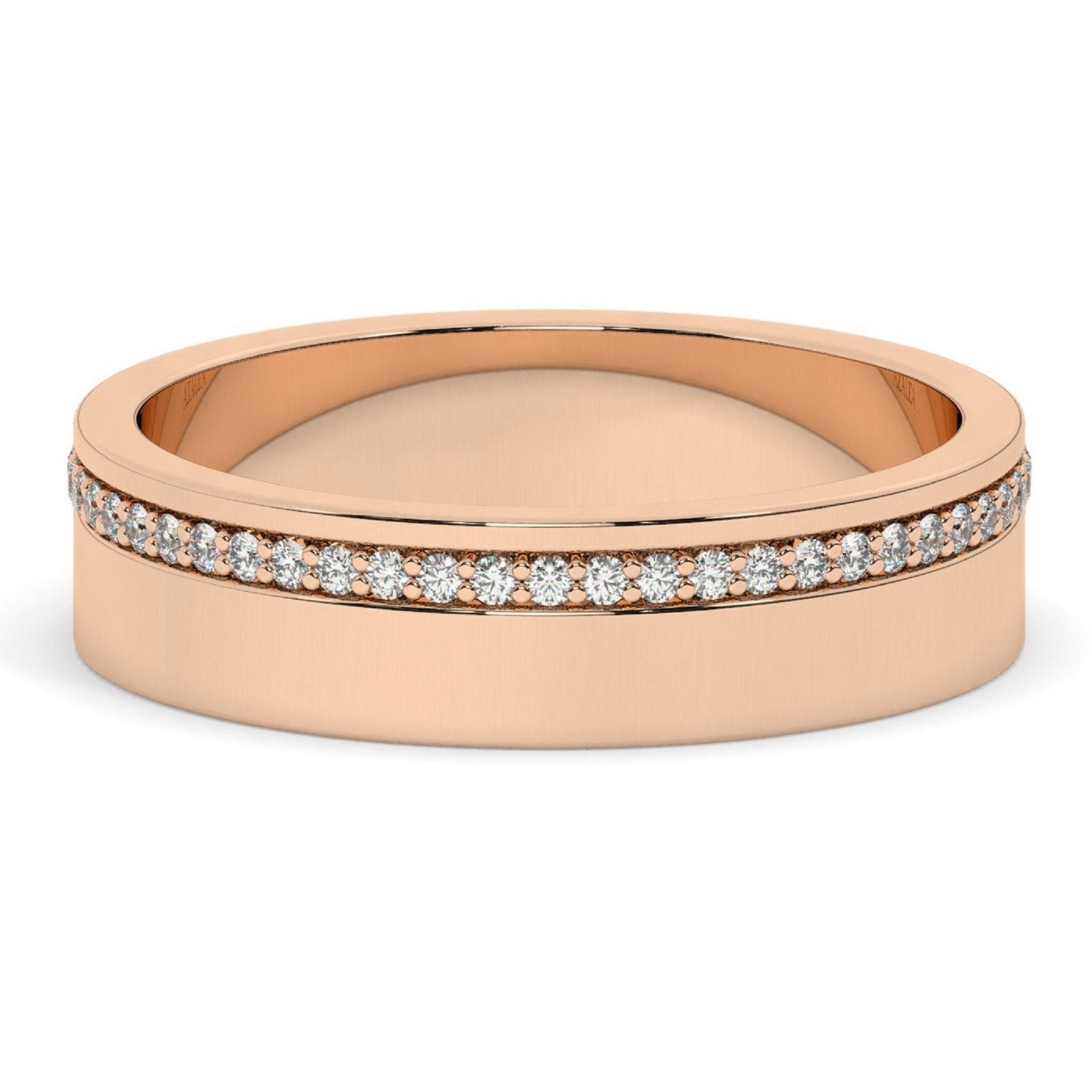 Delicate One Side Pave Set Unisex Diamond Wedding Band - Carat Elara