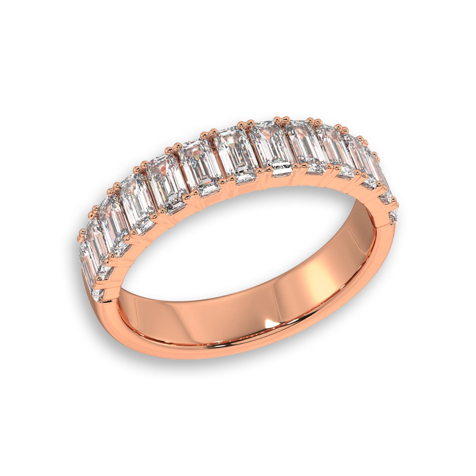 Emerald Cut Half Eternity Diamond Wedding Band - Carat Elara