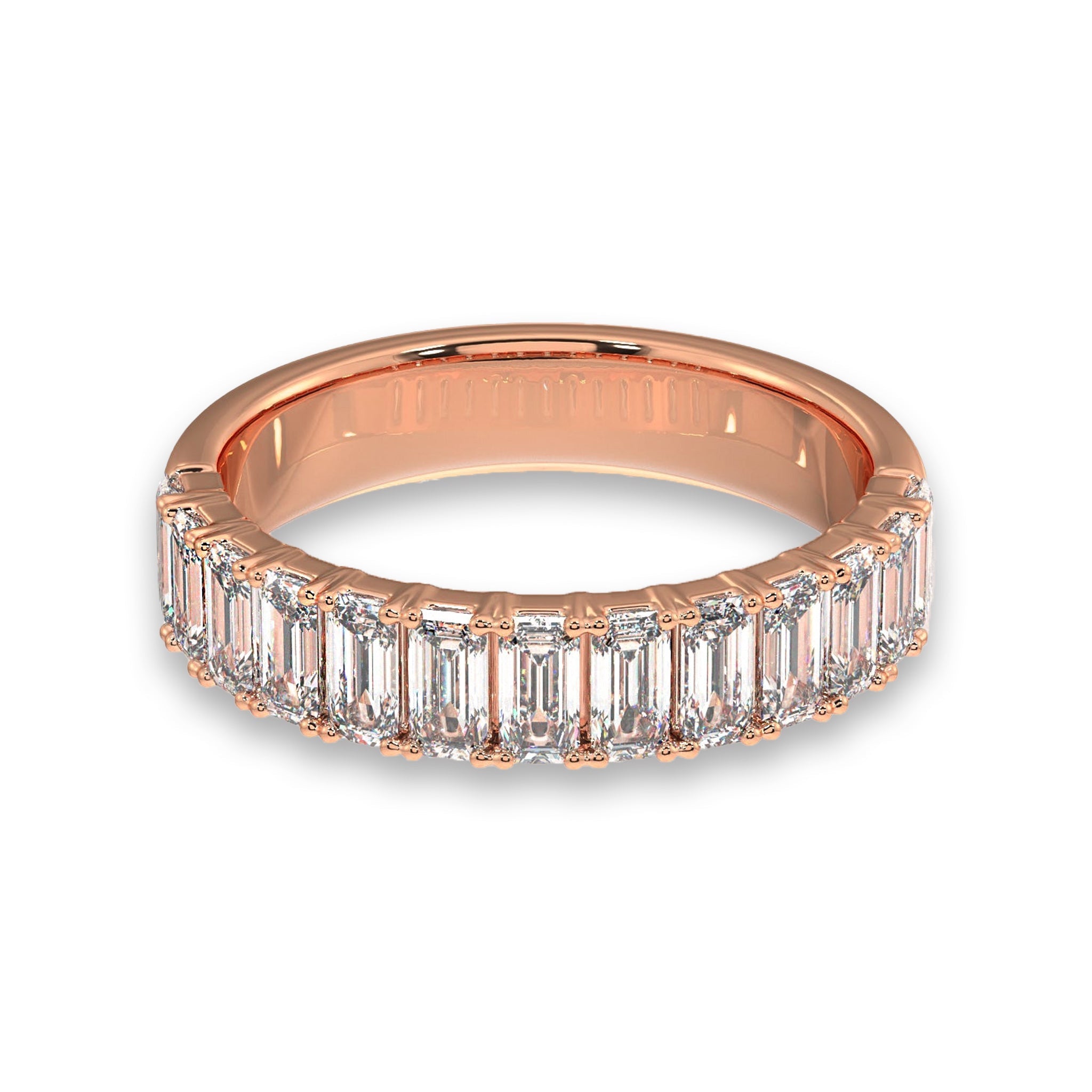 Emerald Cut Half Eternity Diamond Wedding Band - Carat Elara