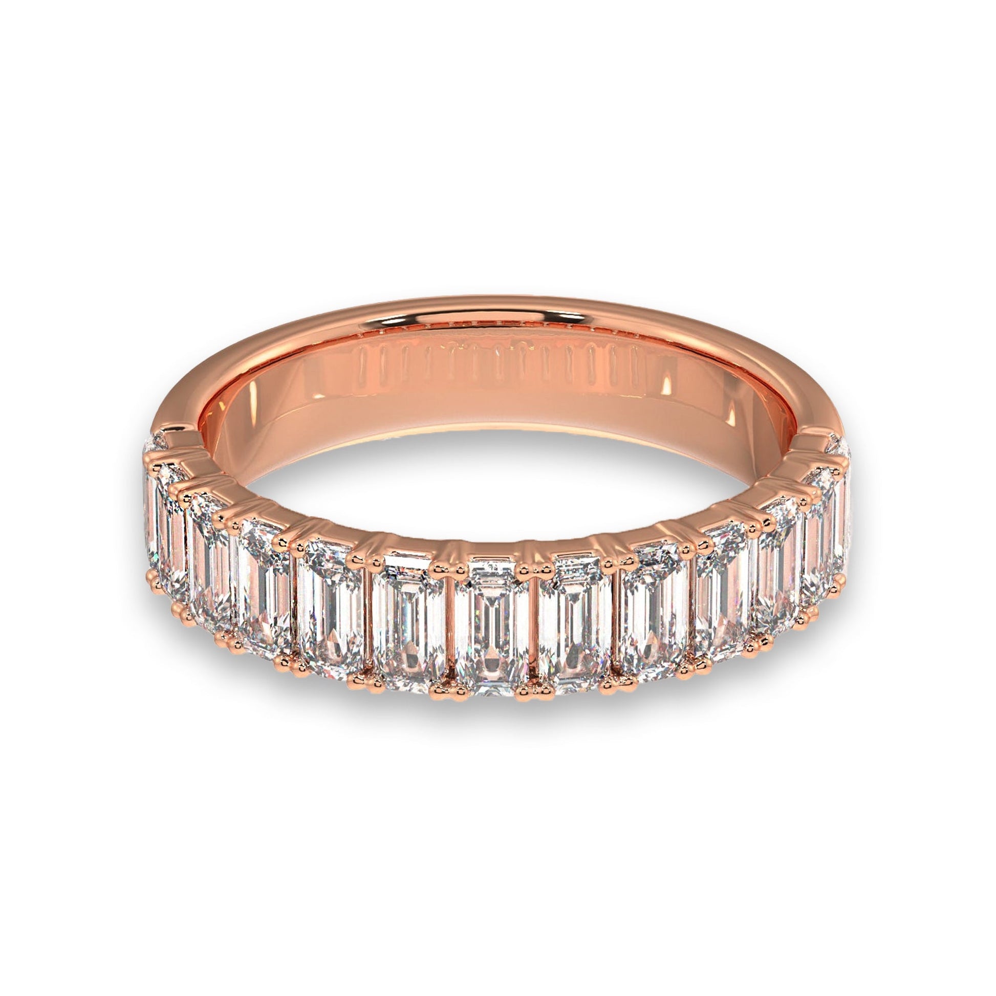 Emerald Cut Half Eternity Diamond Wedding Band - Carat Elara