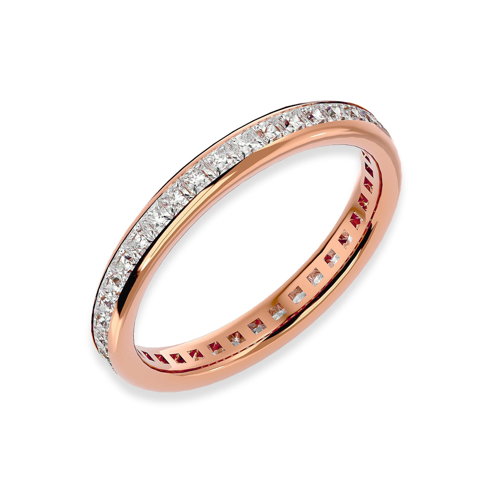 Princess Cut Channel Set Eternity Wedding Ring - Carat Elara