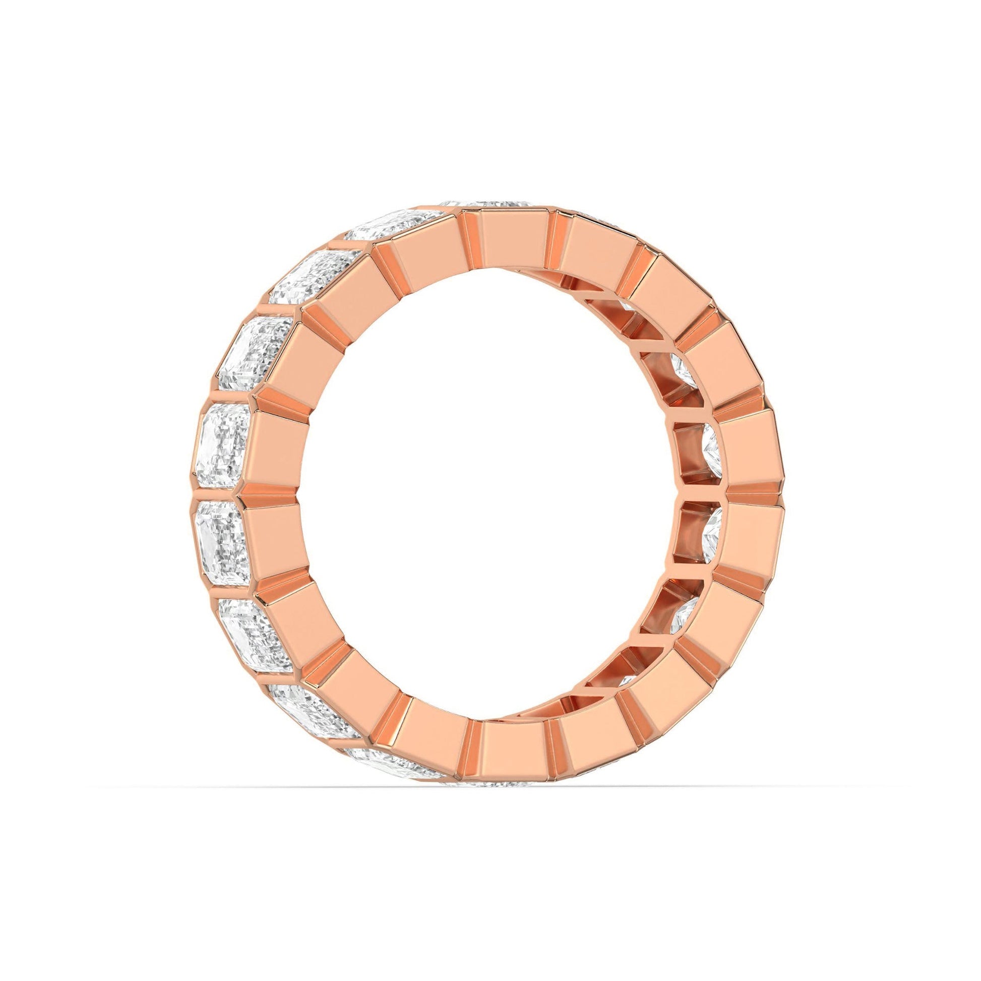 Bezel Set Full Eternity Emerald Cut Wedding Band - Carat Elara