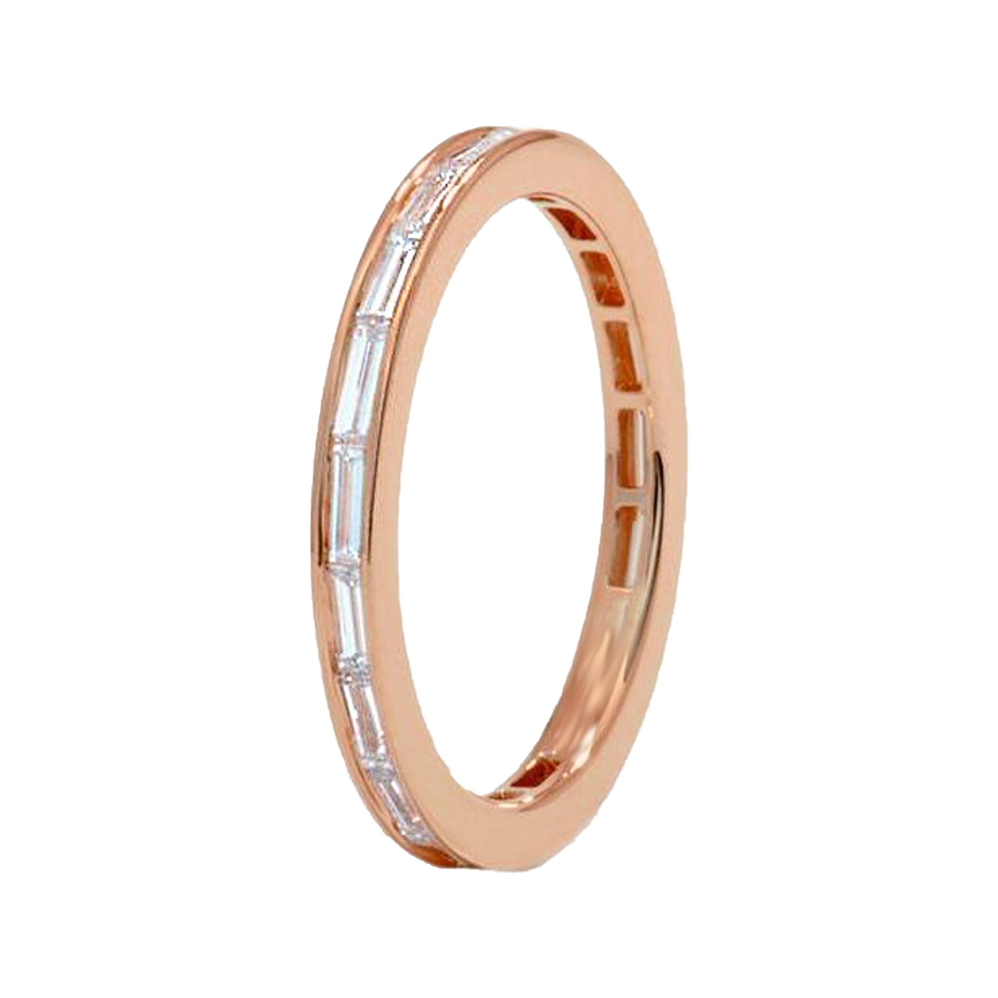 Delicate Channel Set Stackable Baguette Wedding Ring - Carat Elara