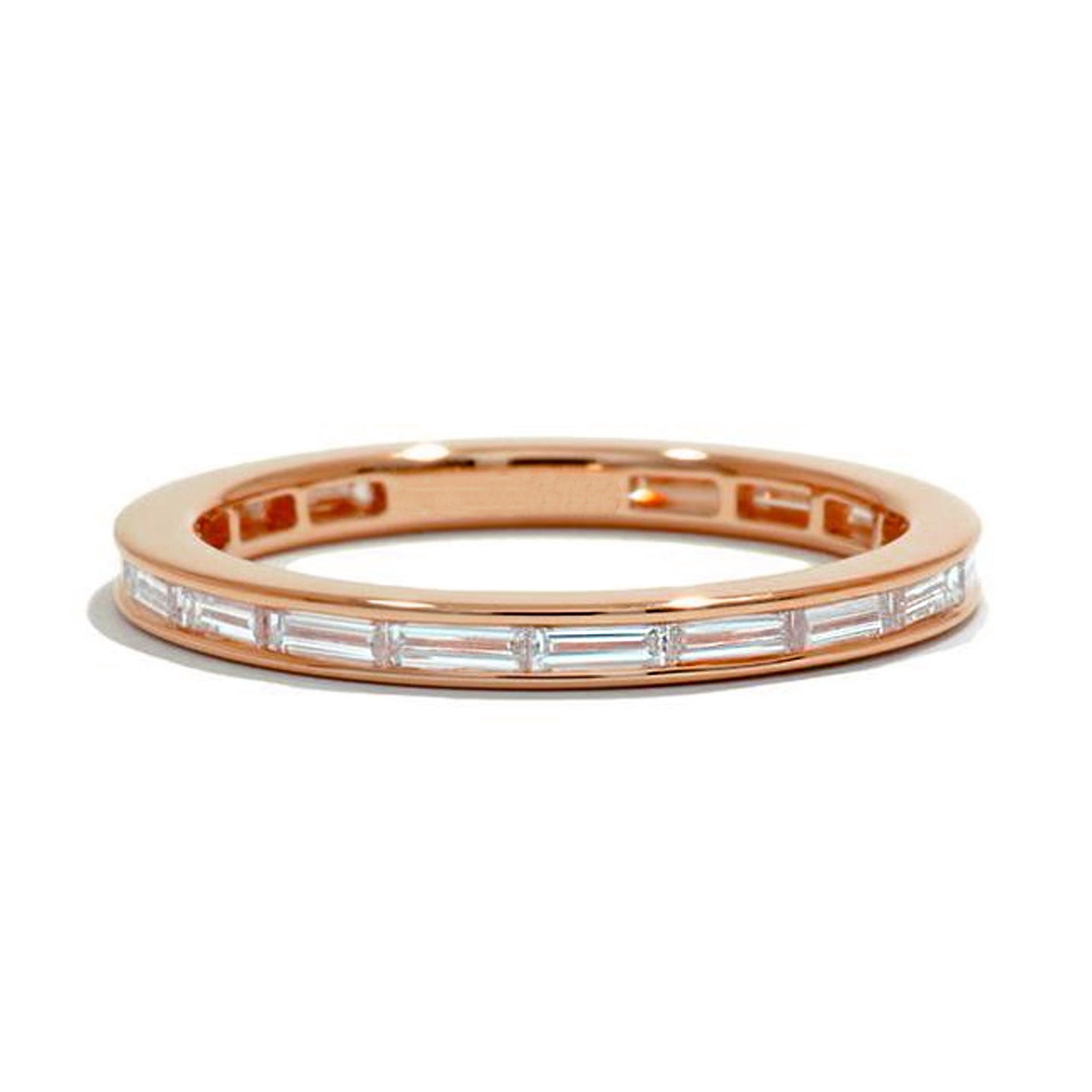 Delicate Channel Set Stackable Baguette Wedding Ring - Carat Elara
