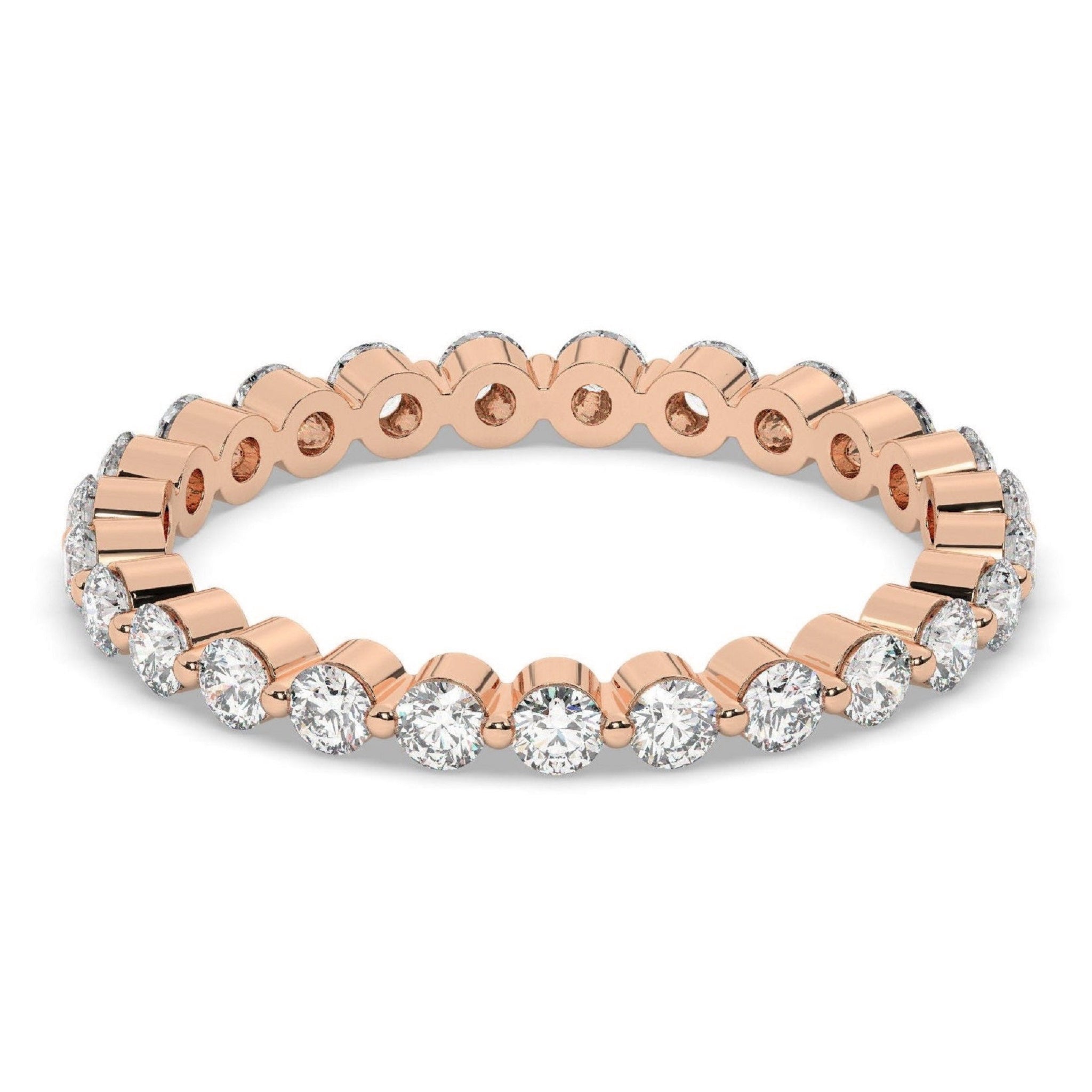 Single Shared Prong Floating Round Wedding Band - Carat Elara
