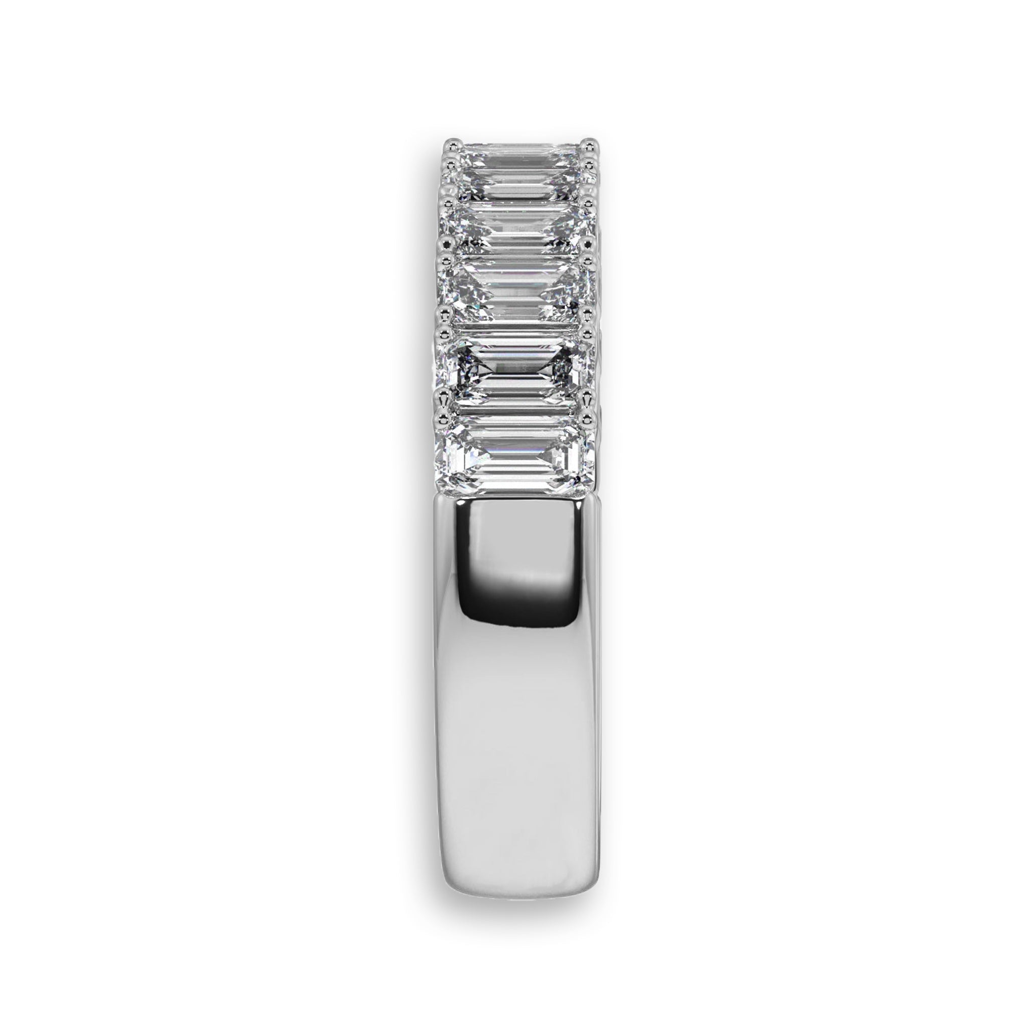 Emerald Cut Half Eternity Diamond Wedding Band - Carat Elara