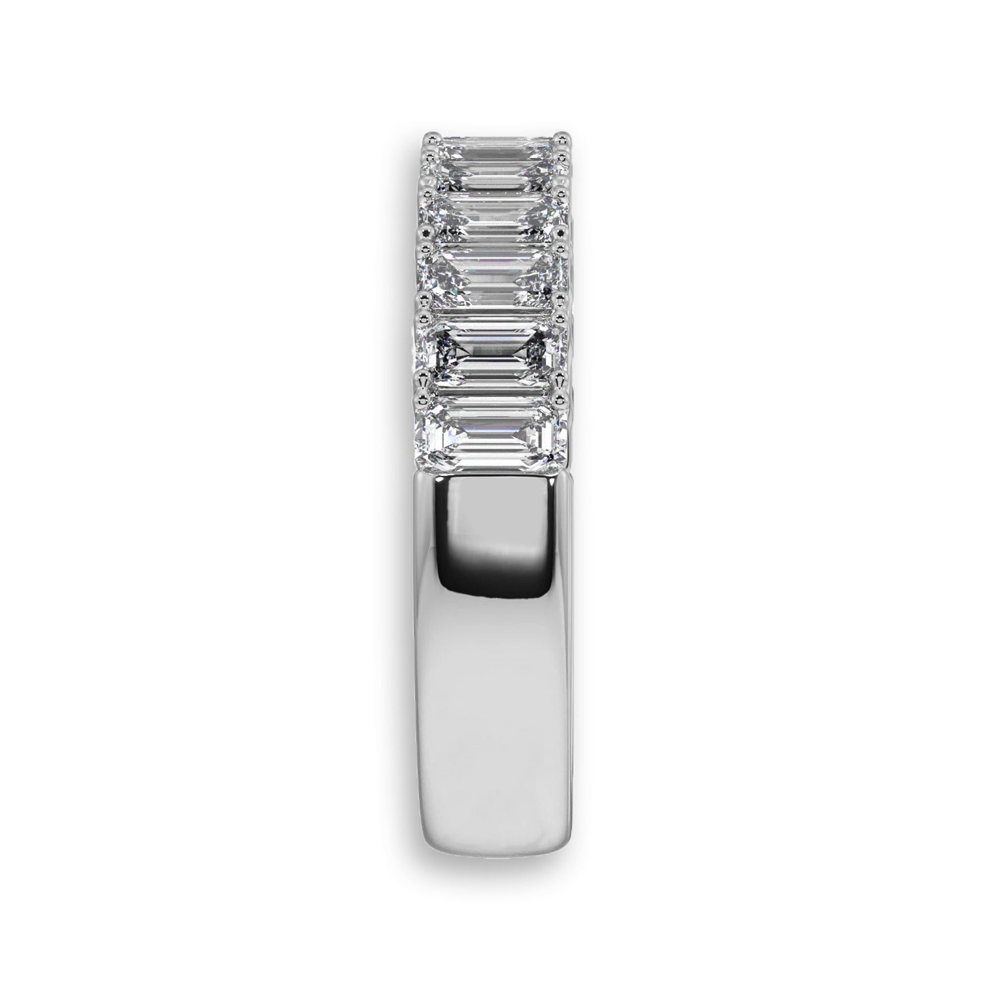 Emerald Cut Half Eternity Diamond Wedding Band - Carat Elara