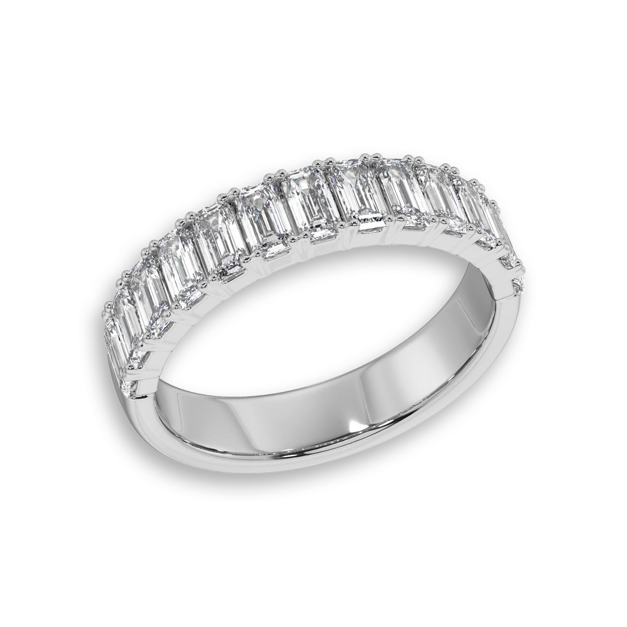 Emerald Cut Half Eternity Diamond Wedding Band - Carat Elara