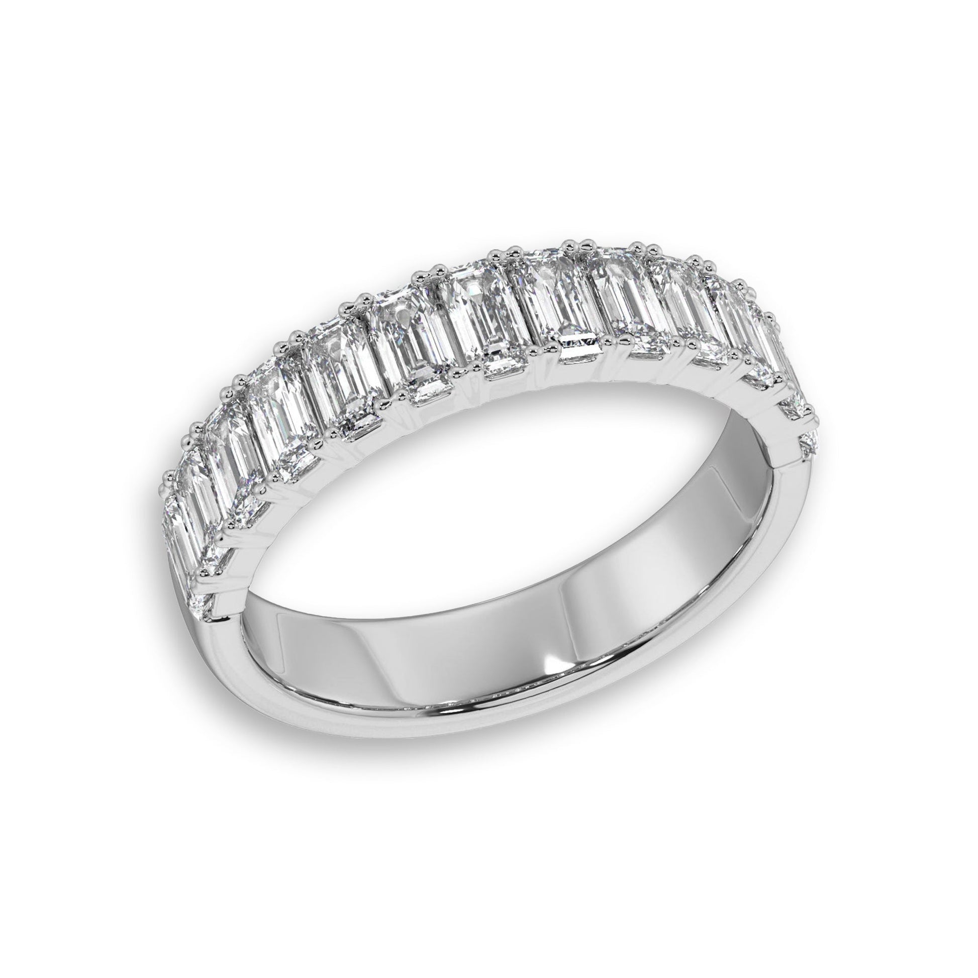 Emerald Cut Half Eternity Diamond Wedding Band - Carat Elara