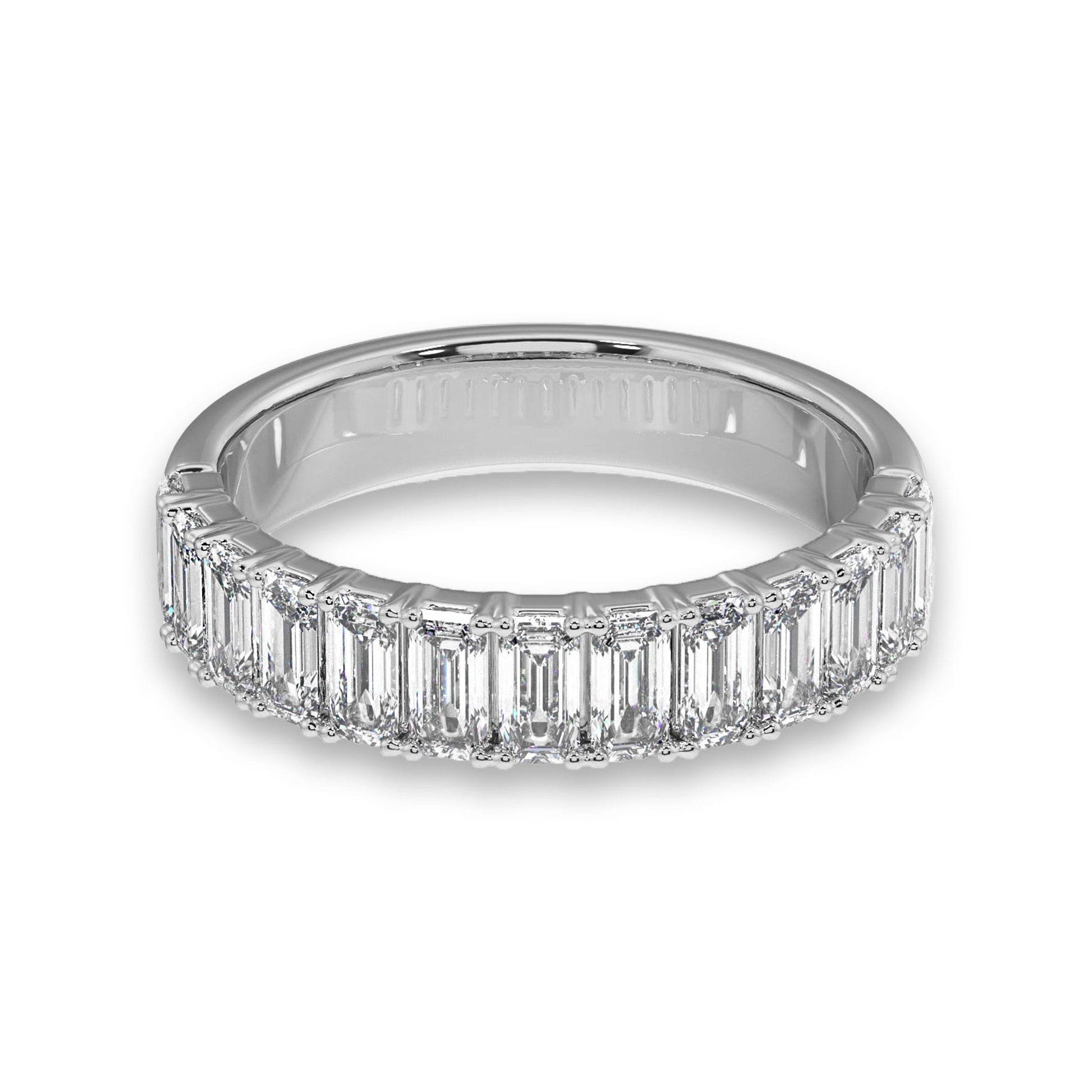 Emerald Cut Half Eternity Diamond Wedding Band - Carat Elara
