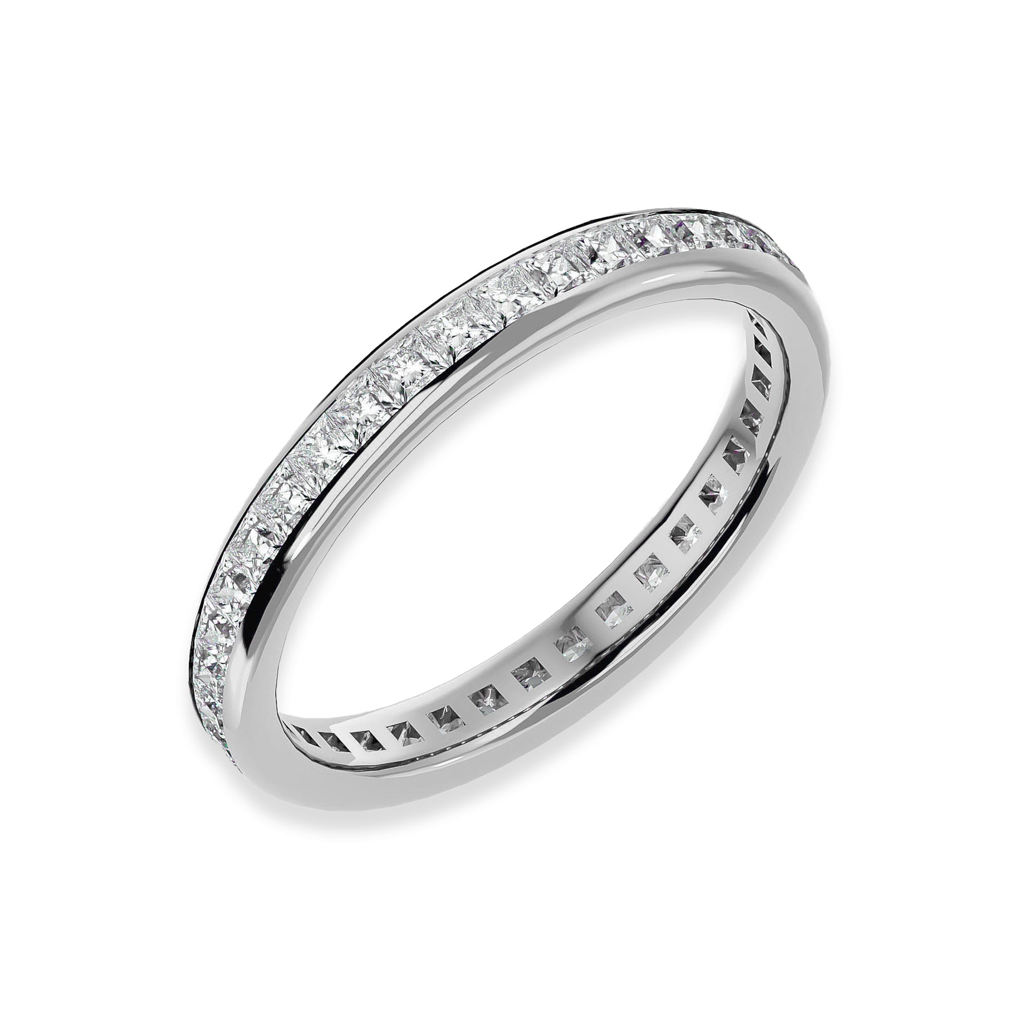 Princess Cut Channel Set Eternity Wedding Ring - Carat Elara