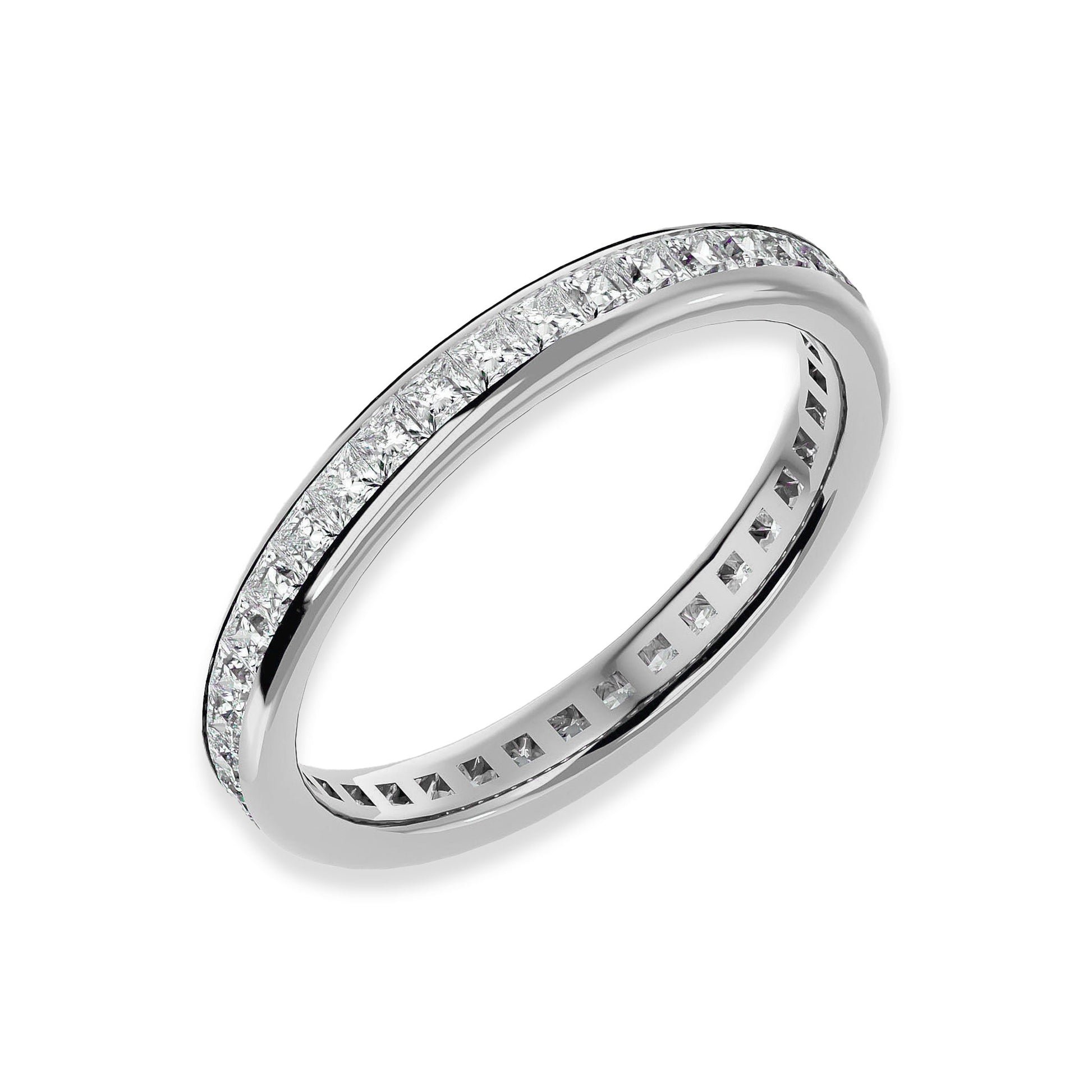 Princess Cut Channel Set Eternity Wedding Ring - Carat Elara