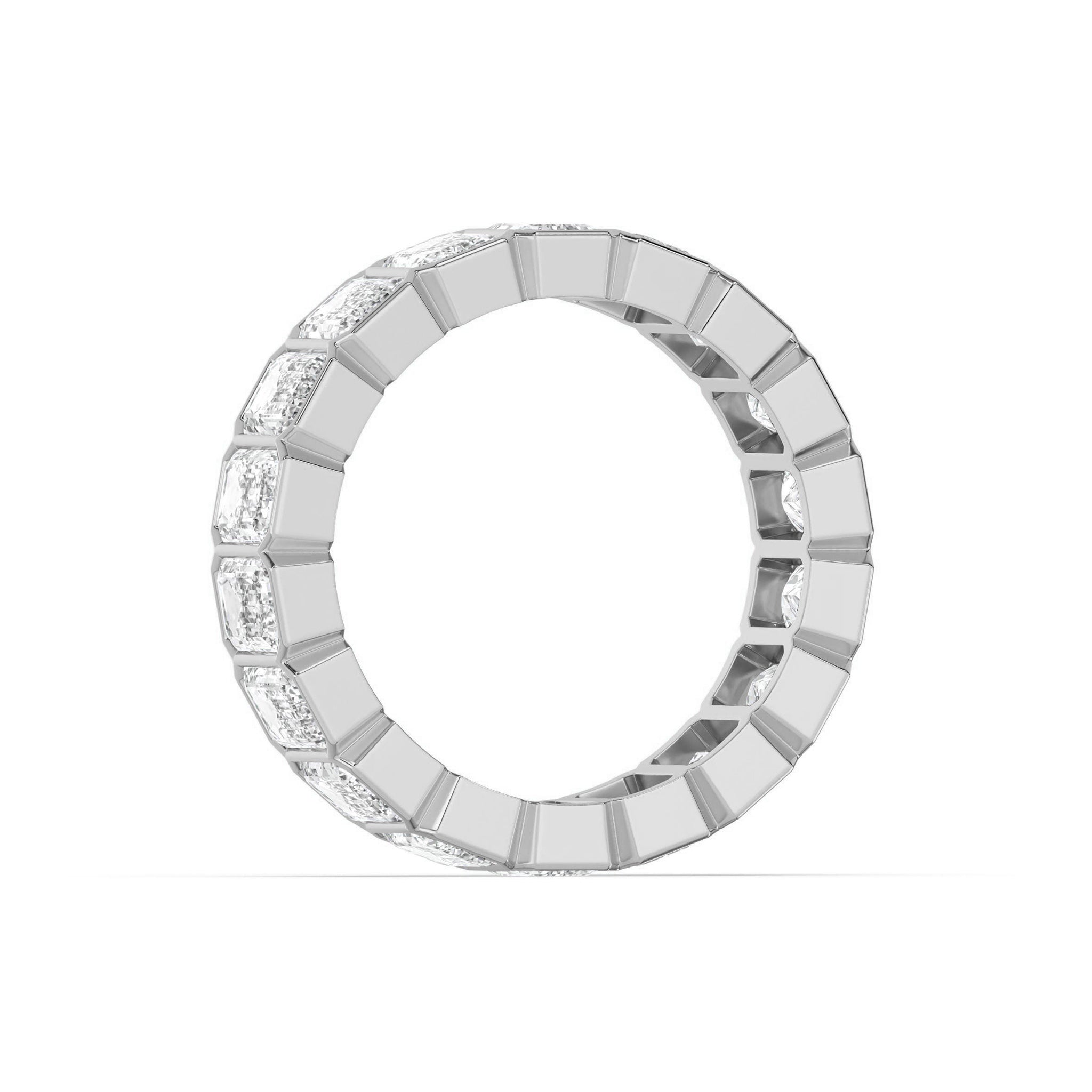 Bezel Set Full Eternity Emerald Cut Wedding Band - Carat Elara