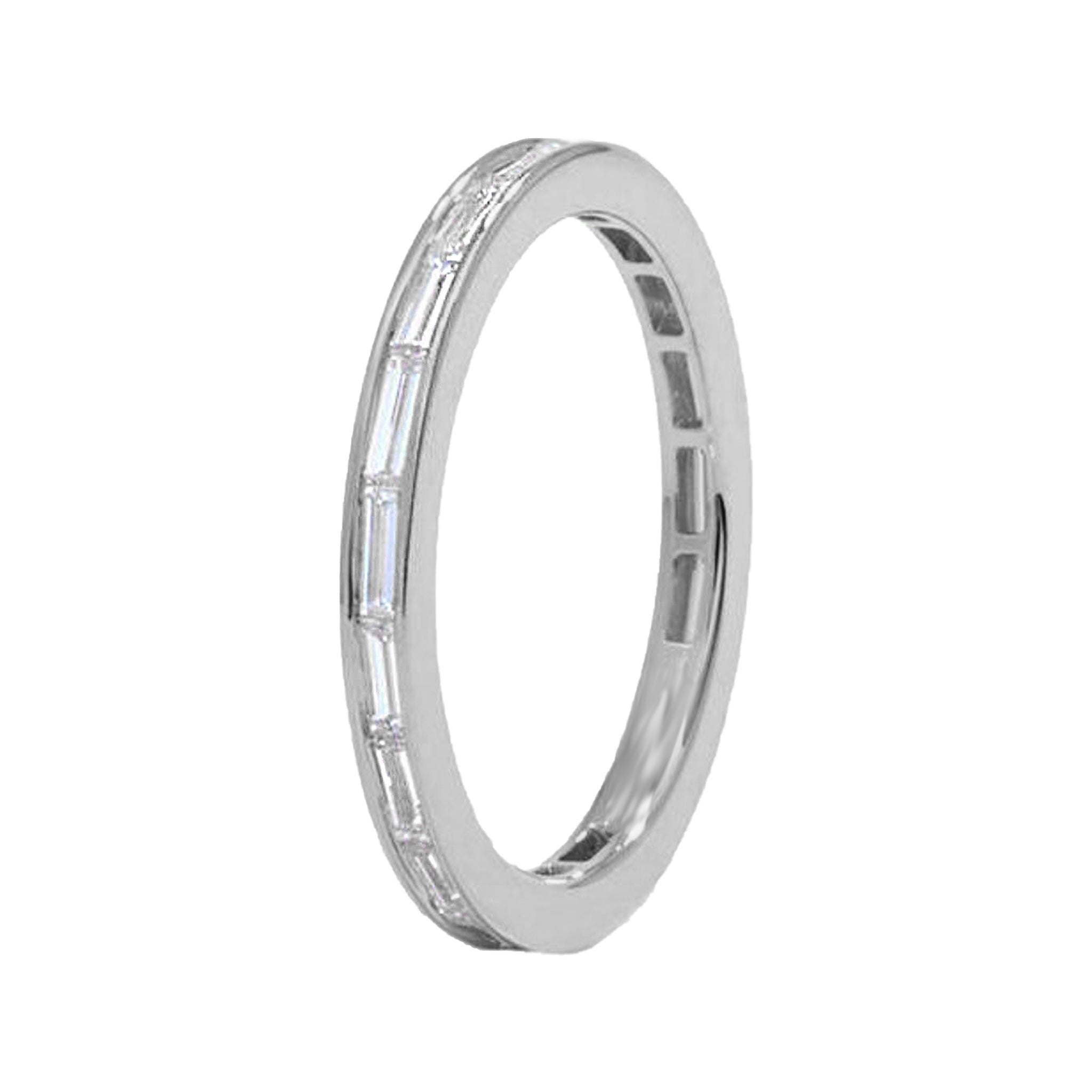 Delicate Channel Set Stackable Baguette Wedding Ring - Carat Elara