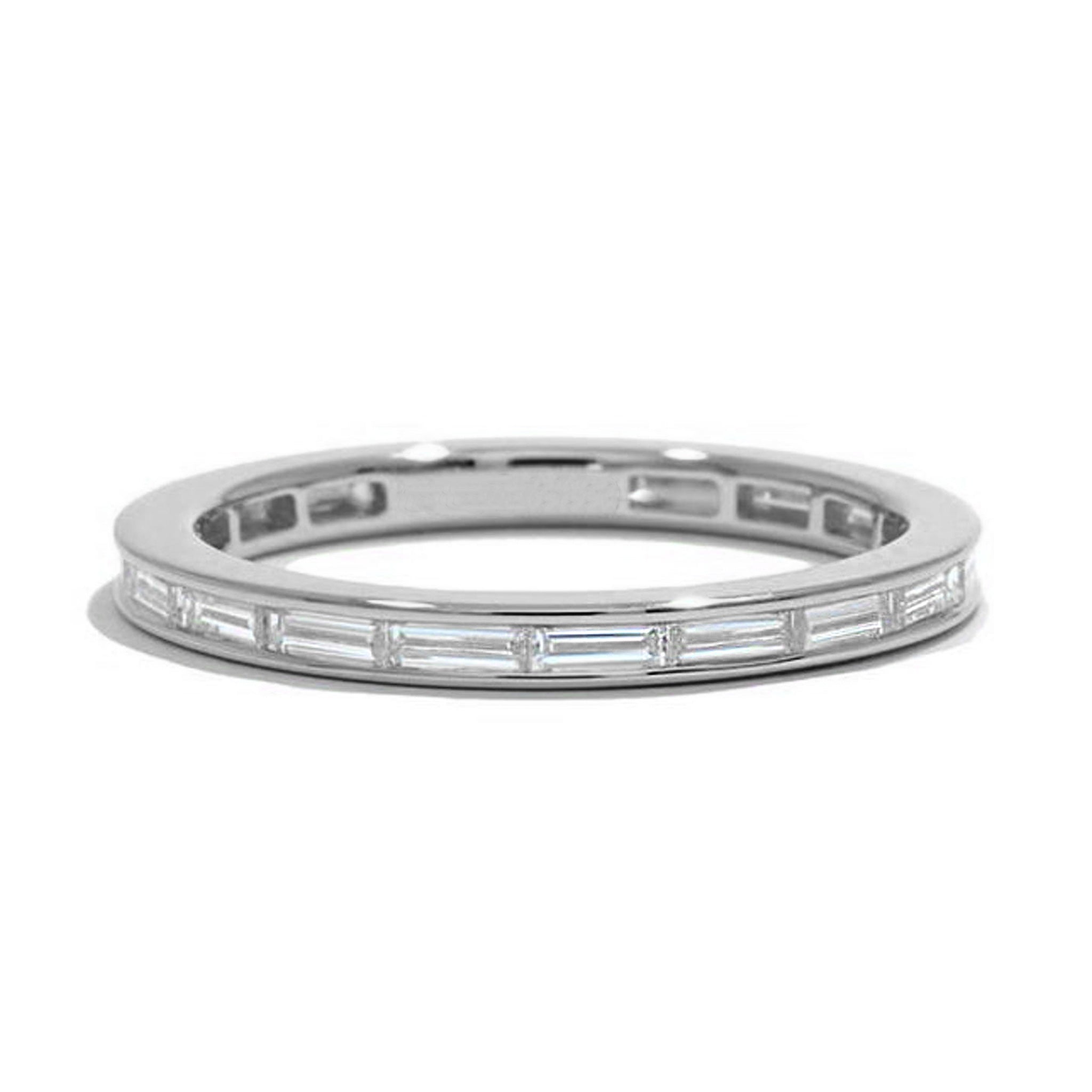 Delicate Channel Set Stackable Baguette Wedding Ring - Carat Elara