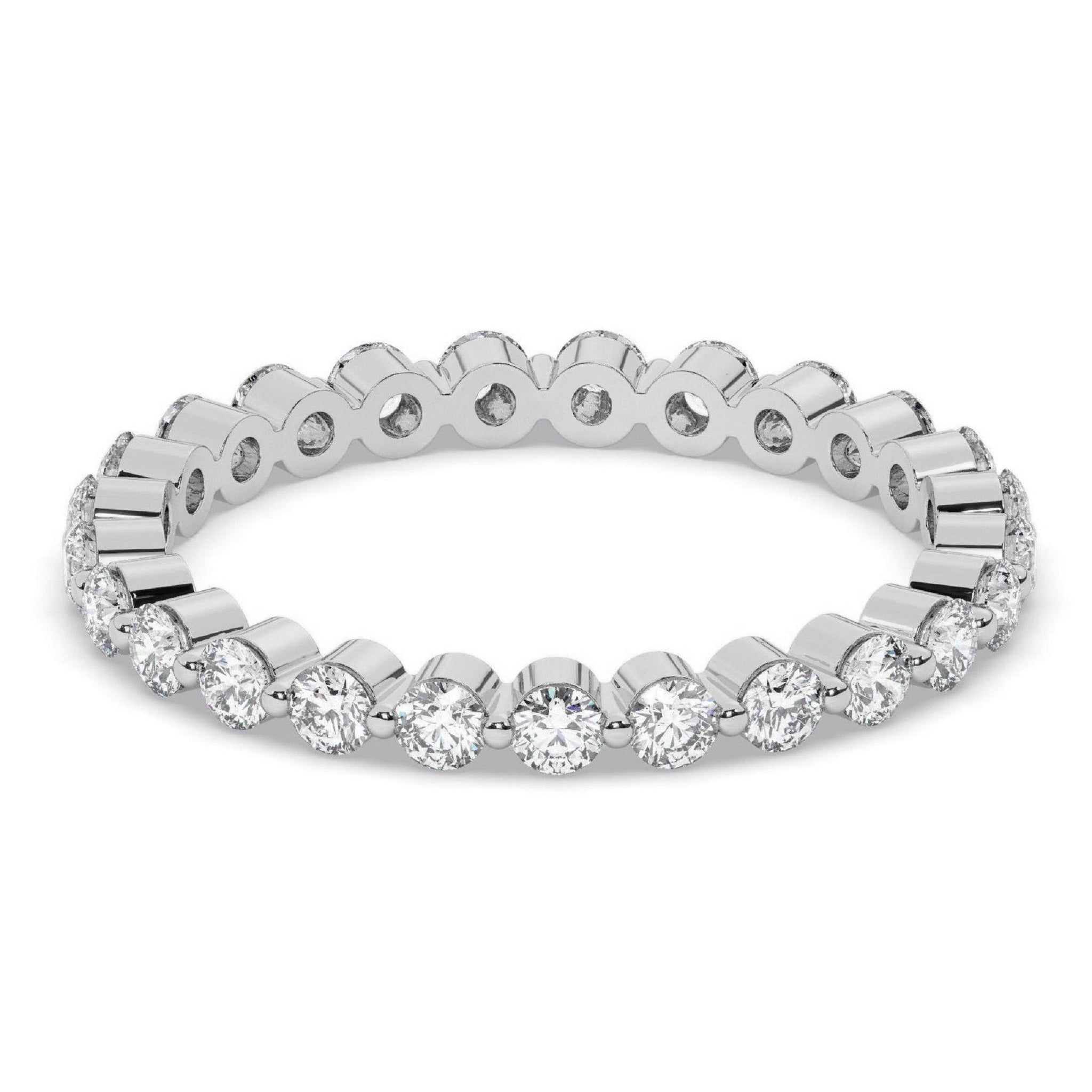 Single Shared Prong Floating Round Wedding Band - Carat Elara