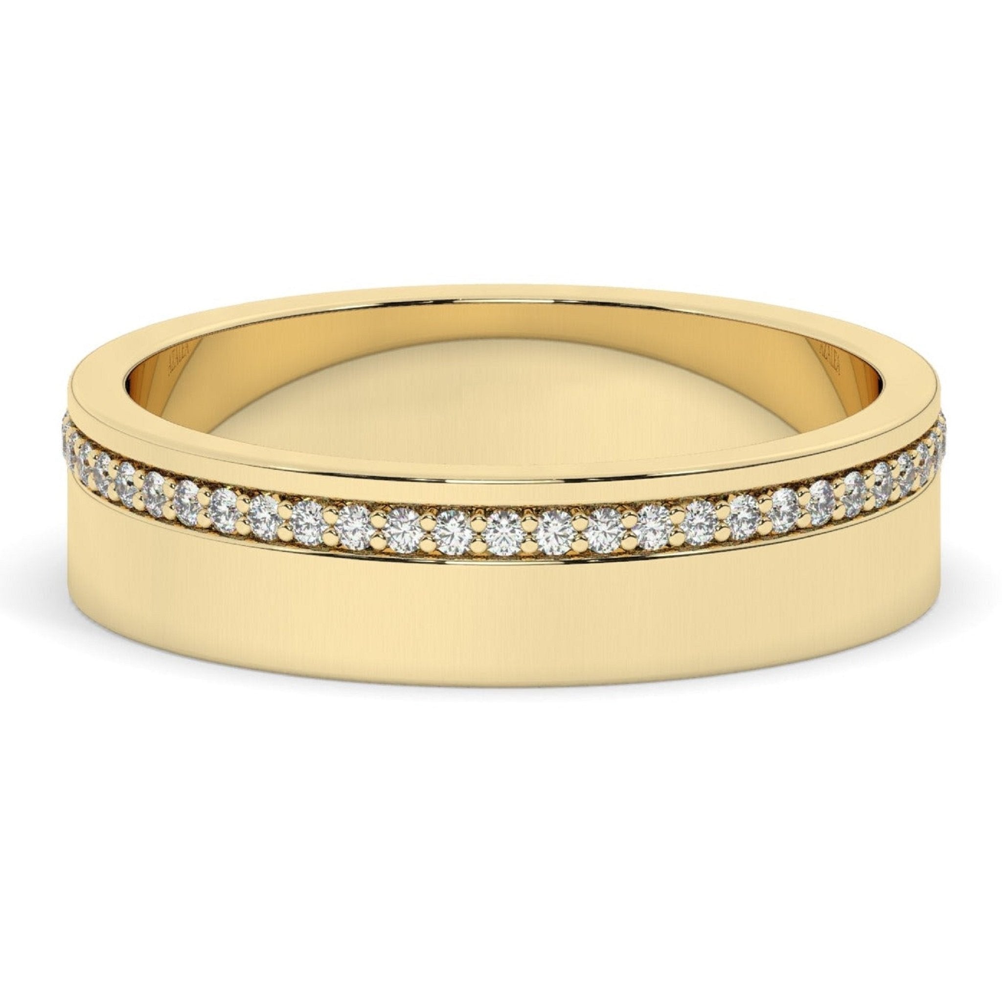Delicate One Side Pave Set Unisex Diamond Wedding Band - Carat Elara