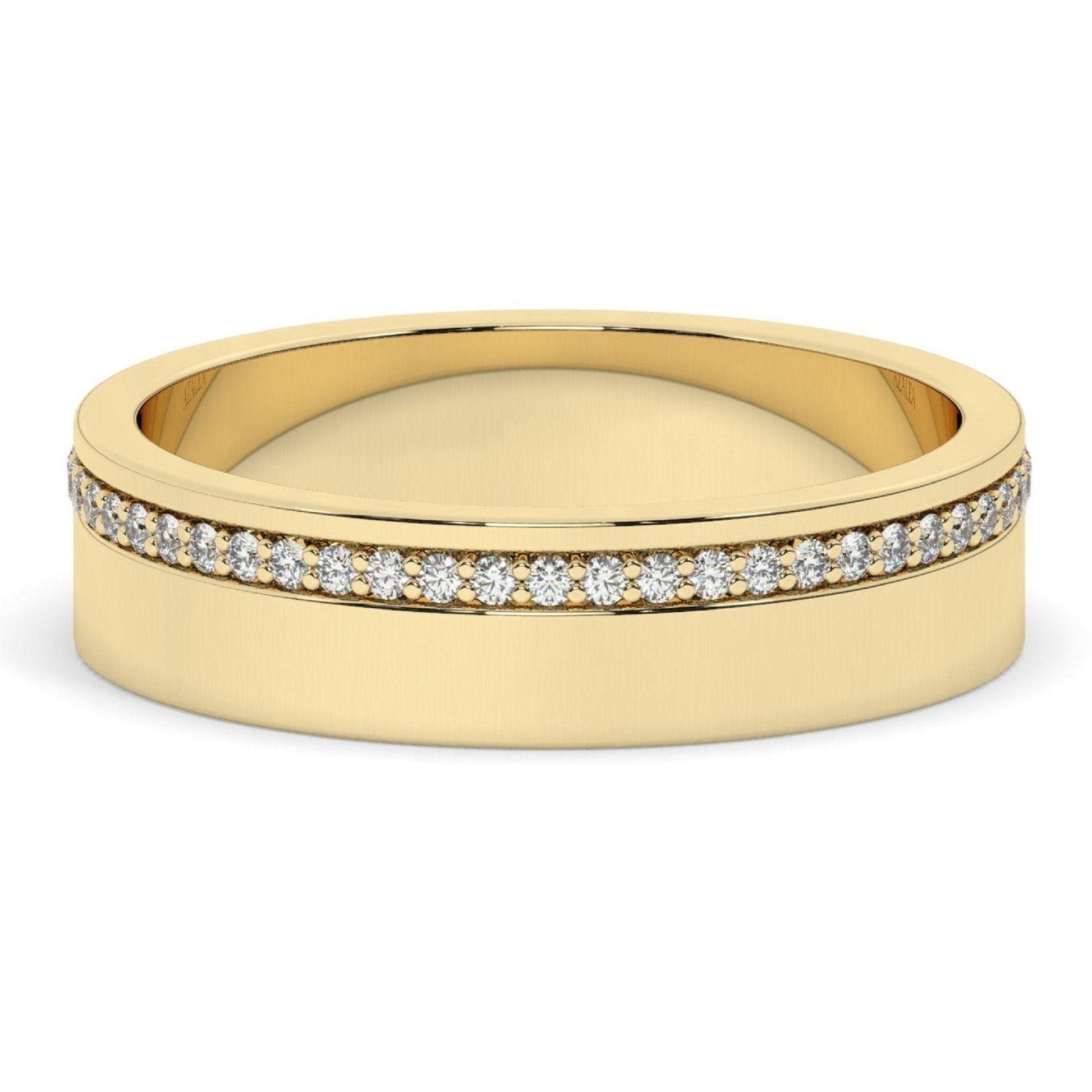 Delicate One Side Pave Set Unisex Diamond Wedding Band - Carat Elara