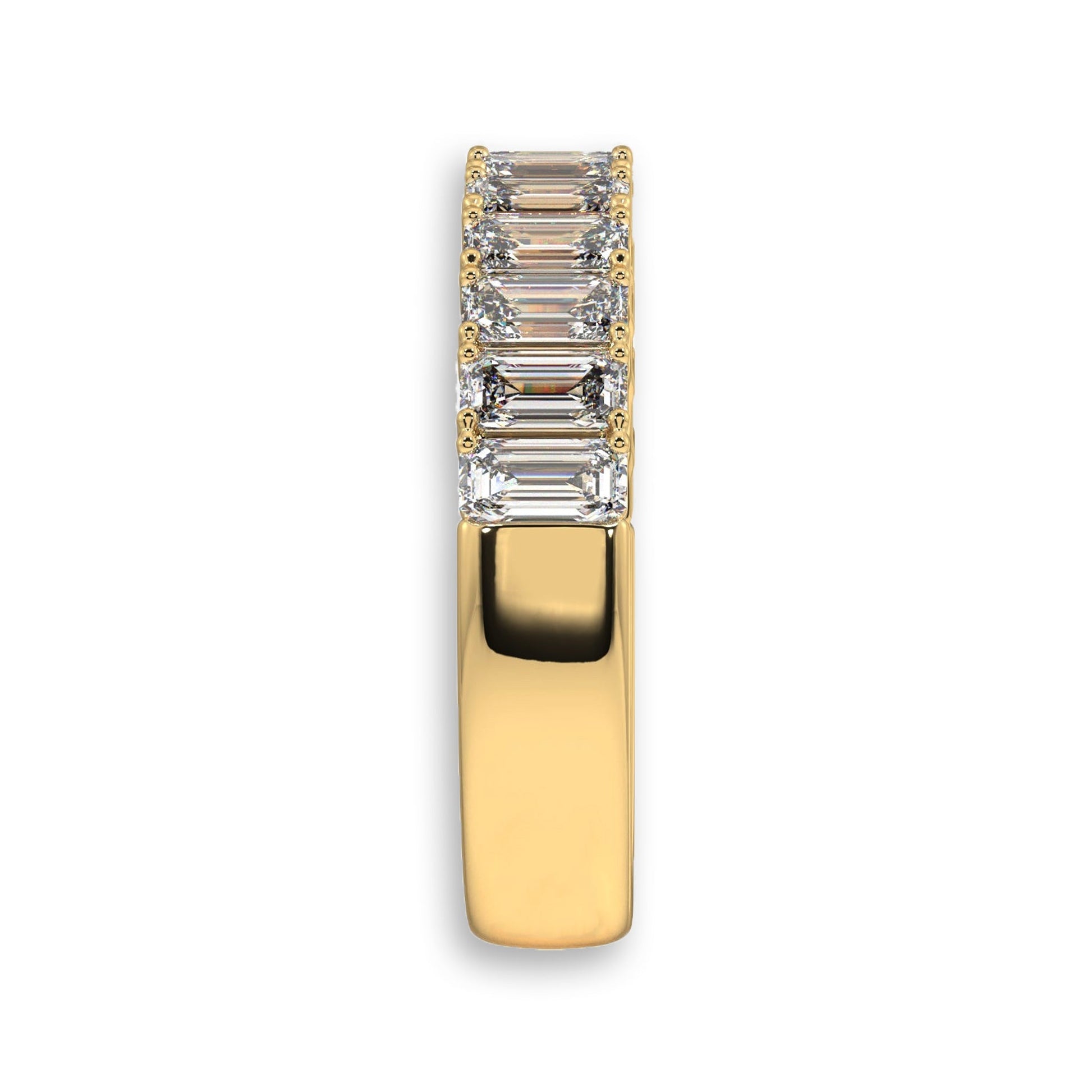 Emerald Cut Half Eternity Diamond Wedding Band - Carat Elara