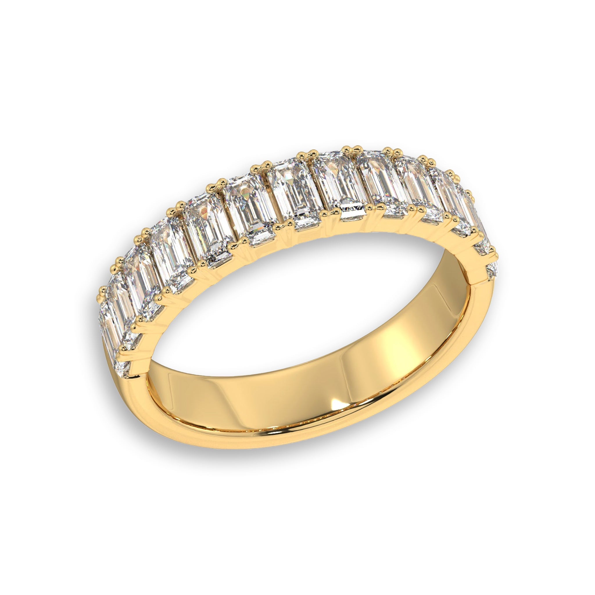 Emerald Cut Half Eternity Diamond Wedding Band - Carat Elara