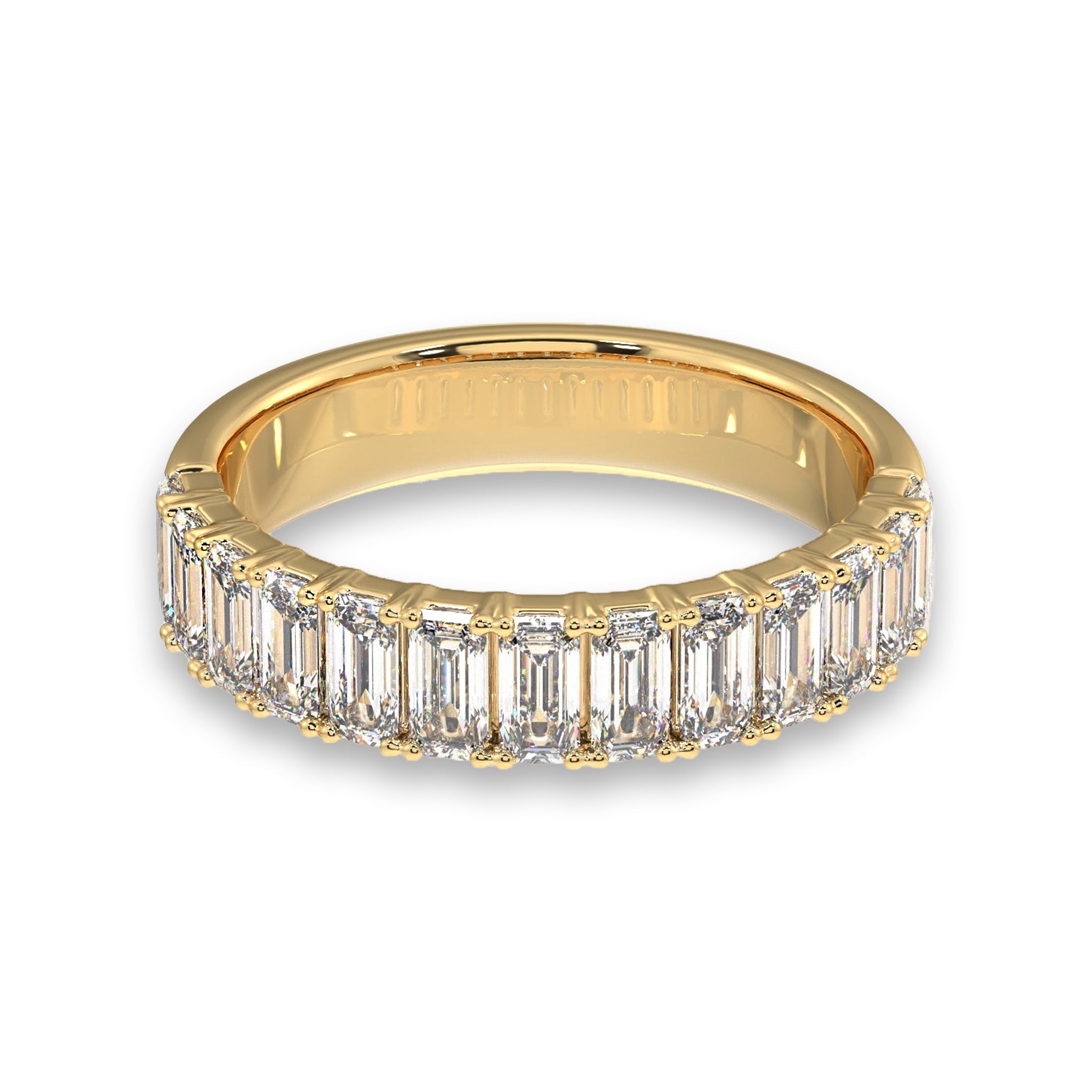 Emerald Cut Half Eternity Diamond Wedding Band - Carat Elara