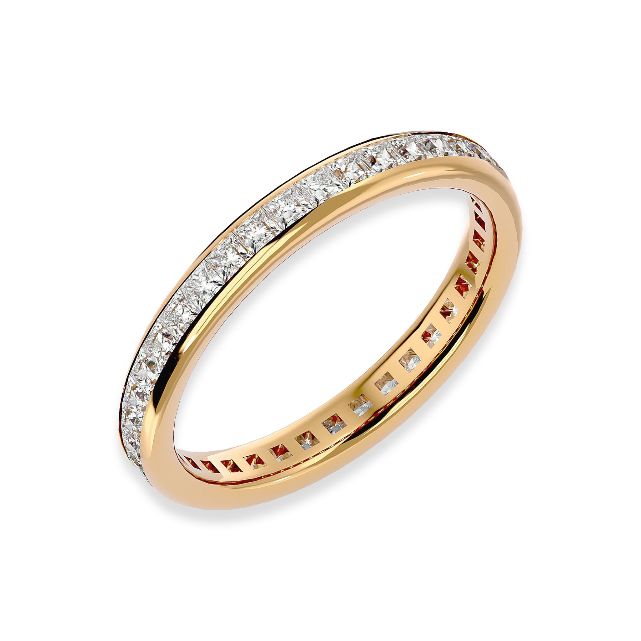 Princess Cut Channel Set Eternity Wedding Ring - Carat Elara