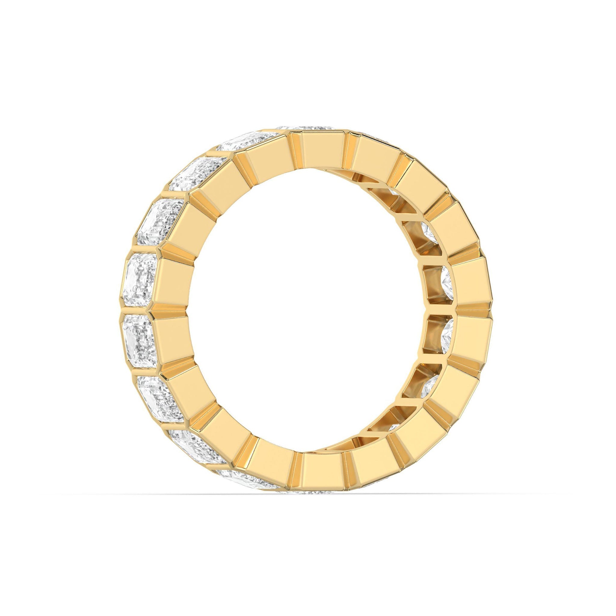 Bezel Set Full Eternity Emerald Cut Wedding Band - Carat Elara