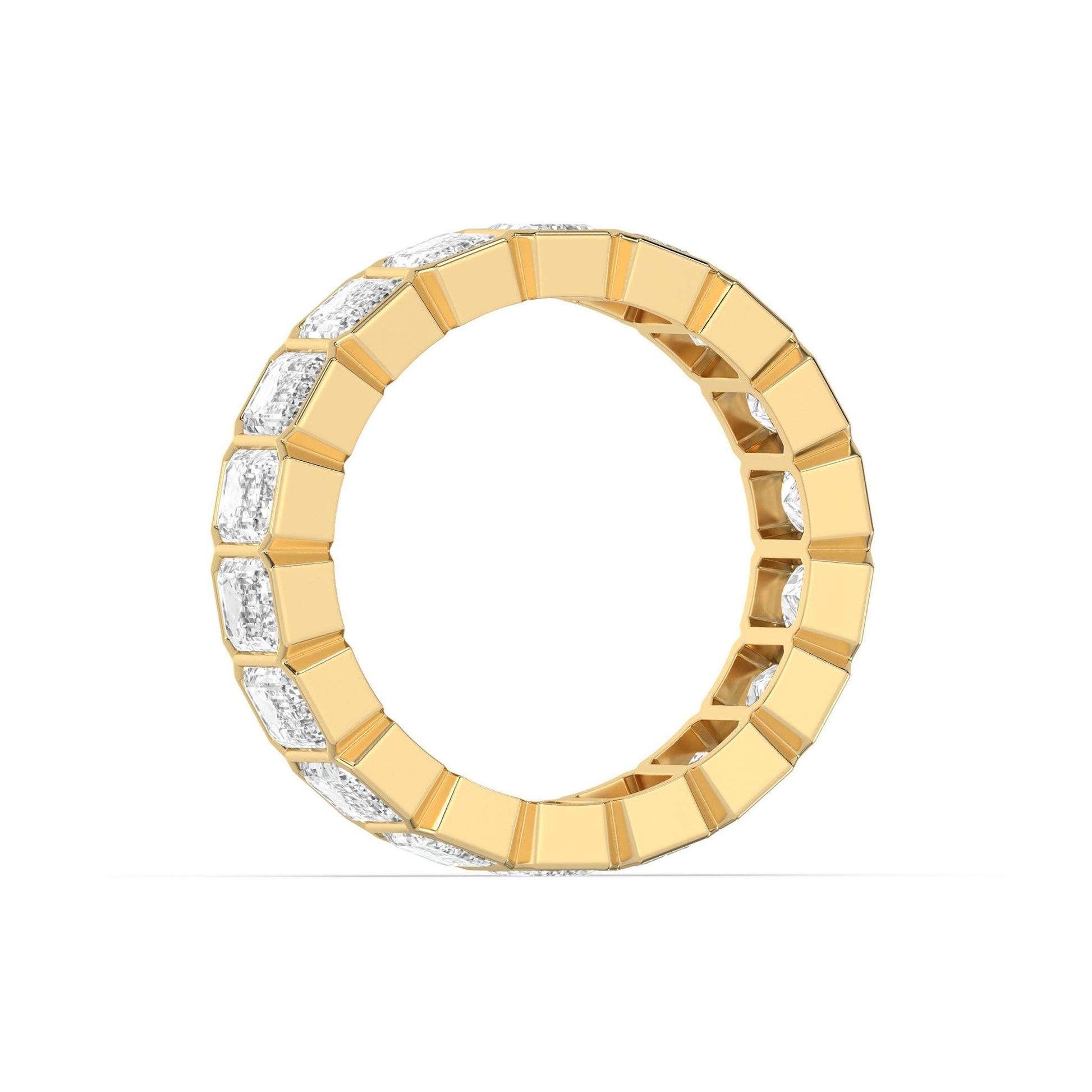 Bezel Set Full Eternity Emerald Cut Wedding Band - Carat Elara