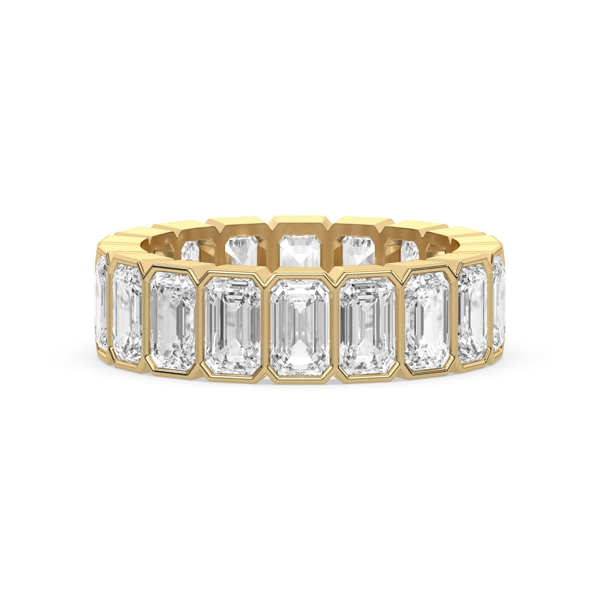Bezel Set Full Eternity Emerald Cut Wedding Band - Carat Elara