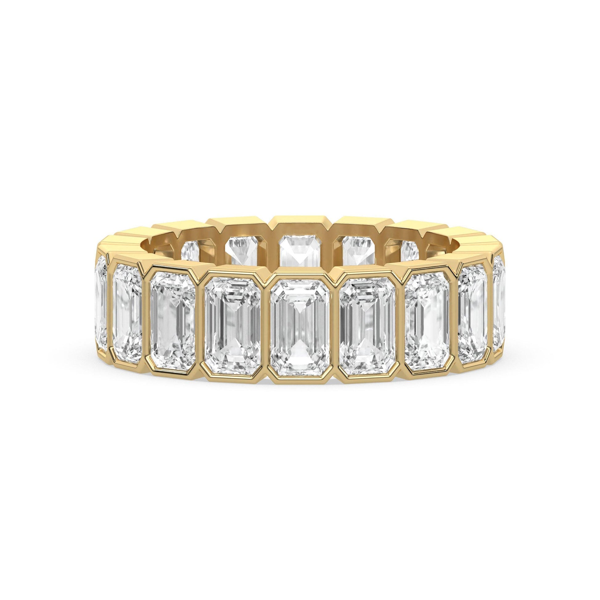 Bezel Set Full Eternity Emerald Cut Wedding Band - Carat Elara
