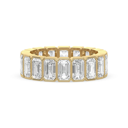 Bezel Set Full Eternity Emerald Cut Wedding Band - Carat Elara